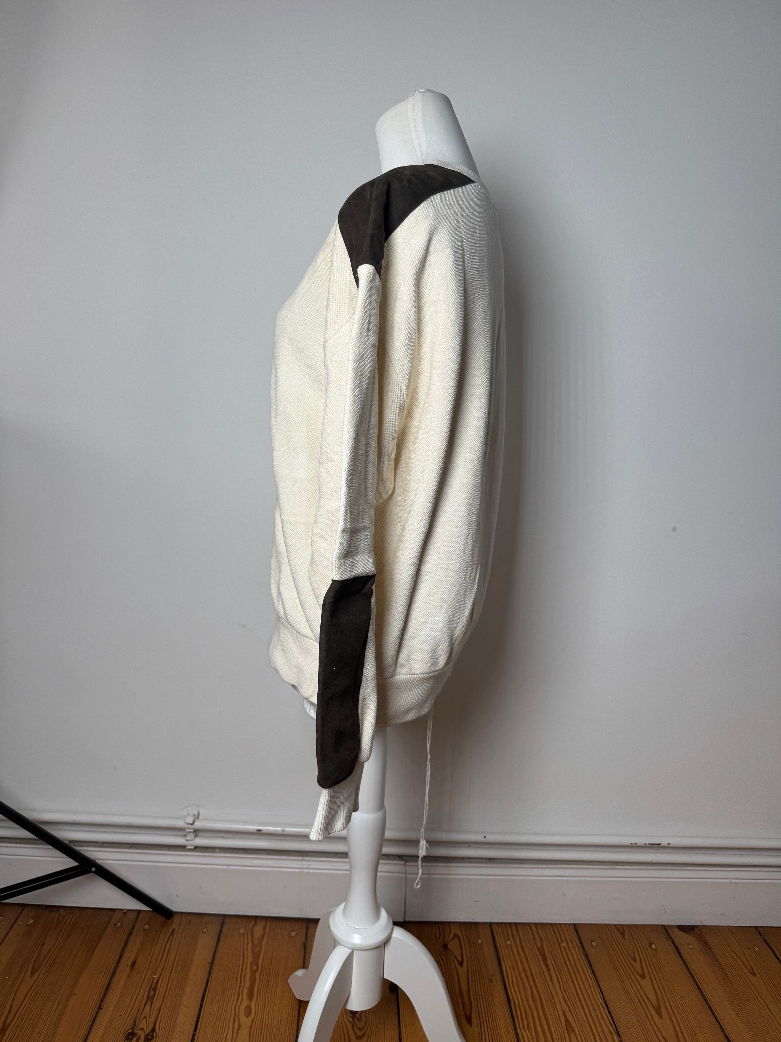 Courreges Vintage Wool Leather Sweater Beige Brown M Size S / US 4 / IT 40 - 2 Thumbnail