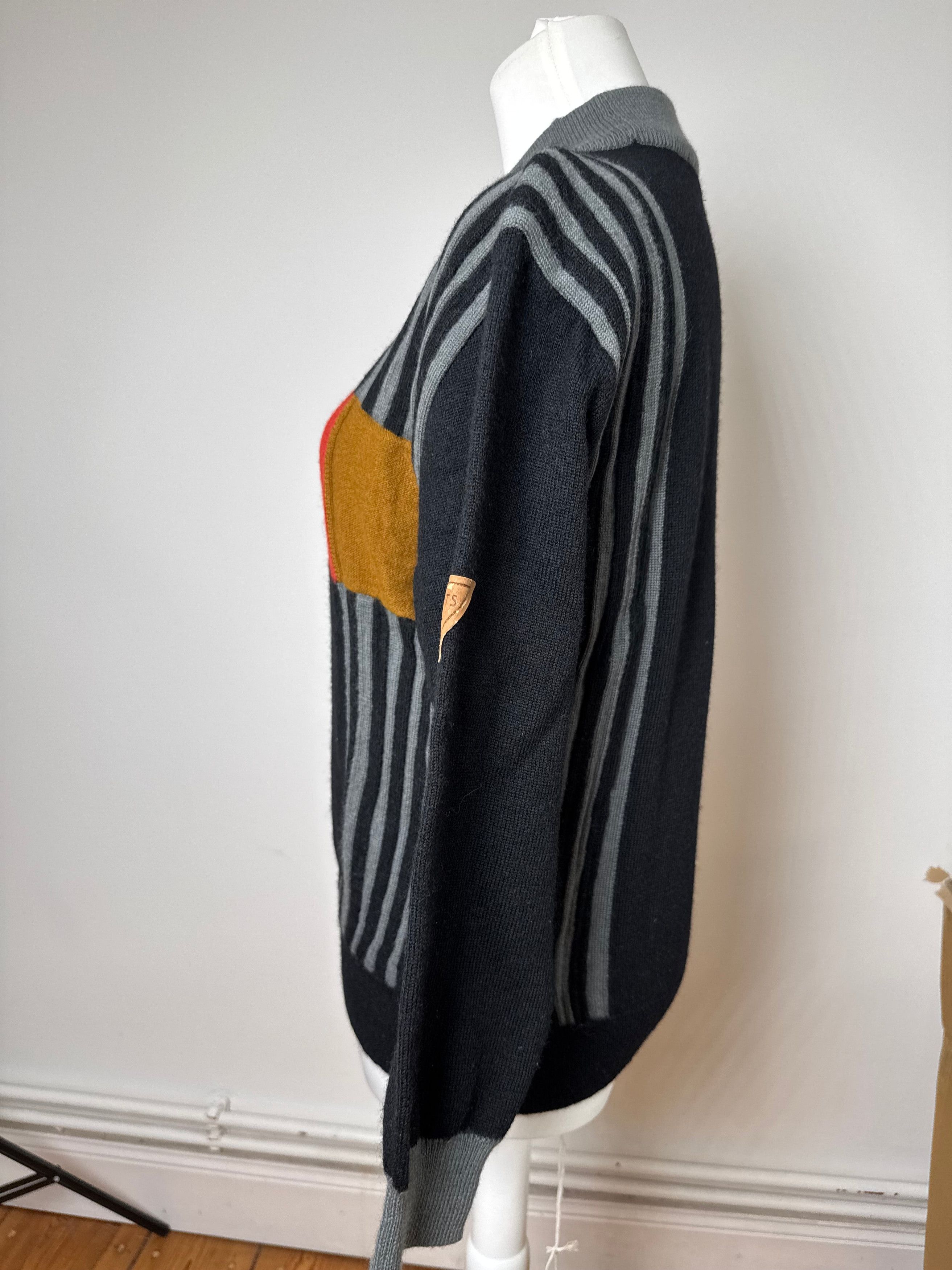 Kansai Yamamoto Vintage Wool Sweater black red M Size M / US 6-8 / IT 42-44 - 2 Thumbnail