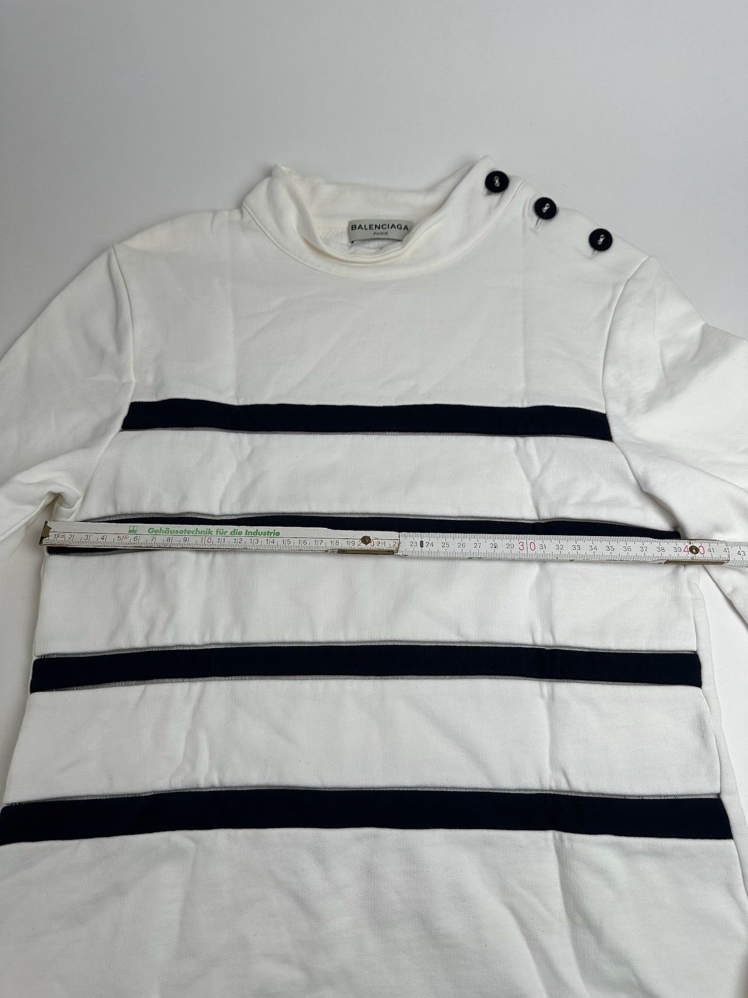 Balenciaga Vintage Navy White striped sweater Size S / US 4 / IT 40 - 8 Thumbnail