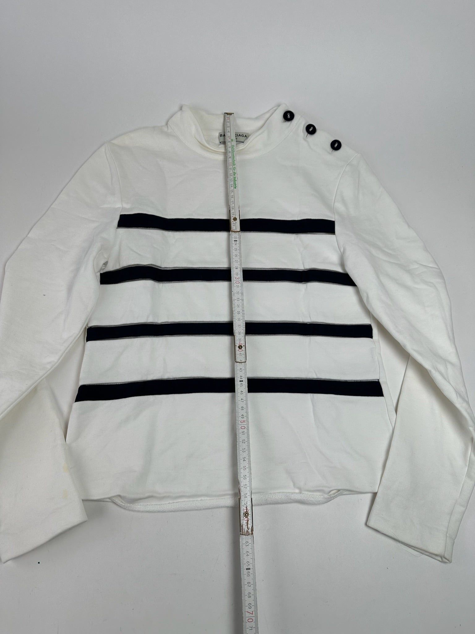 Balenciaga Vintage Navy White striped sweater Size S / US 4 / IT 40 - 9 Thumbnail