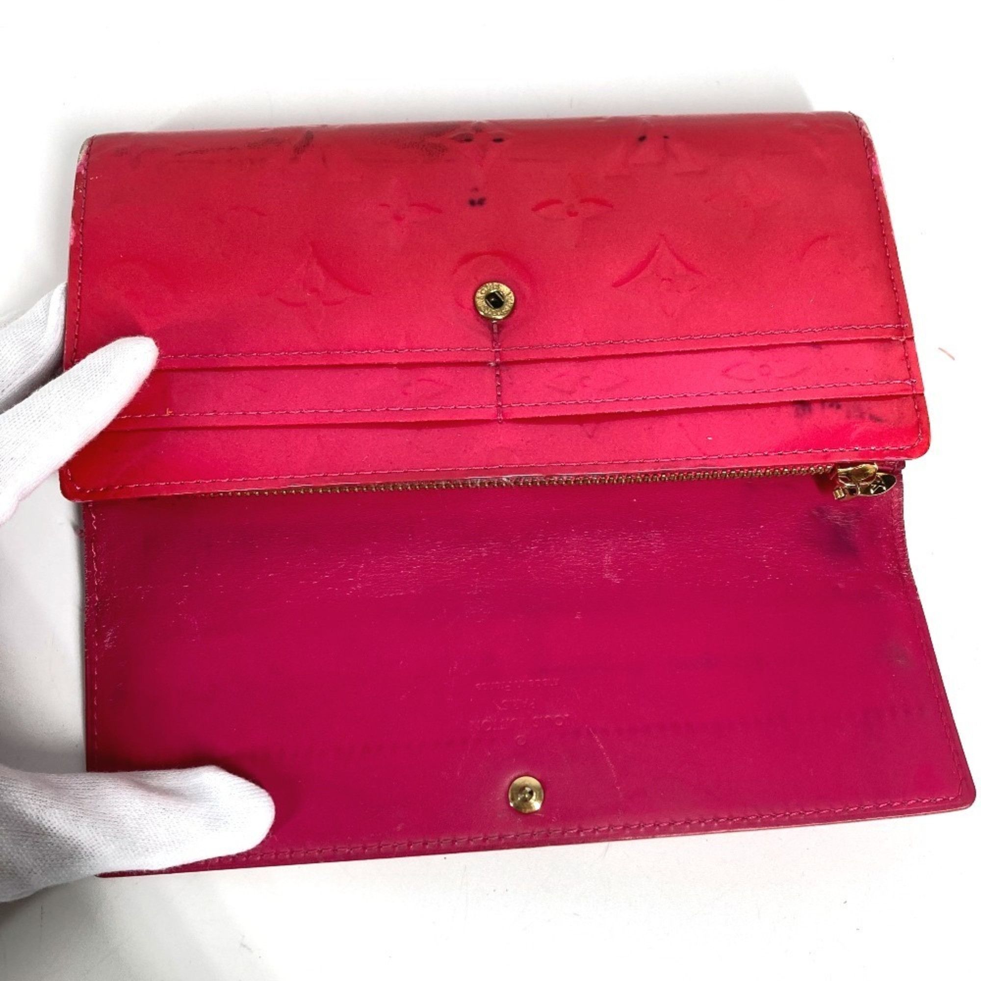 Louis Vuitton LOUIS VUITTON M93633 Monogram Vernis Portefeuille Sarah Long Wallet, Bifold, Canvas, Men's and Women's, Rose Pop Pink Size ONE SIZE - 7 Thumbnail