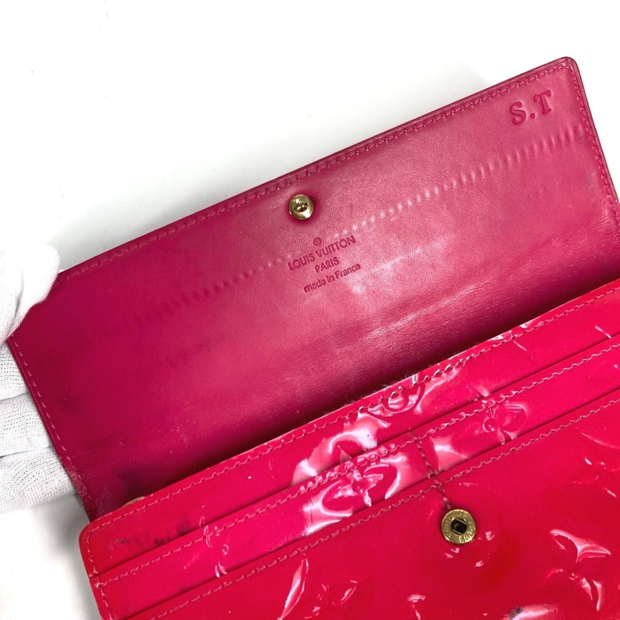 Louis Vuitton LOUIS VUITTON M93633 Monogram Vernis Portefeuille Sarah Long Wallet, Bifold, Canvas, Men's and Women's, Rose Pop Pink Size ONE SIZE - 3 Thumbnail