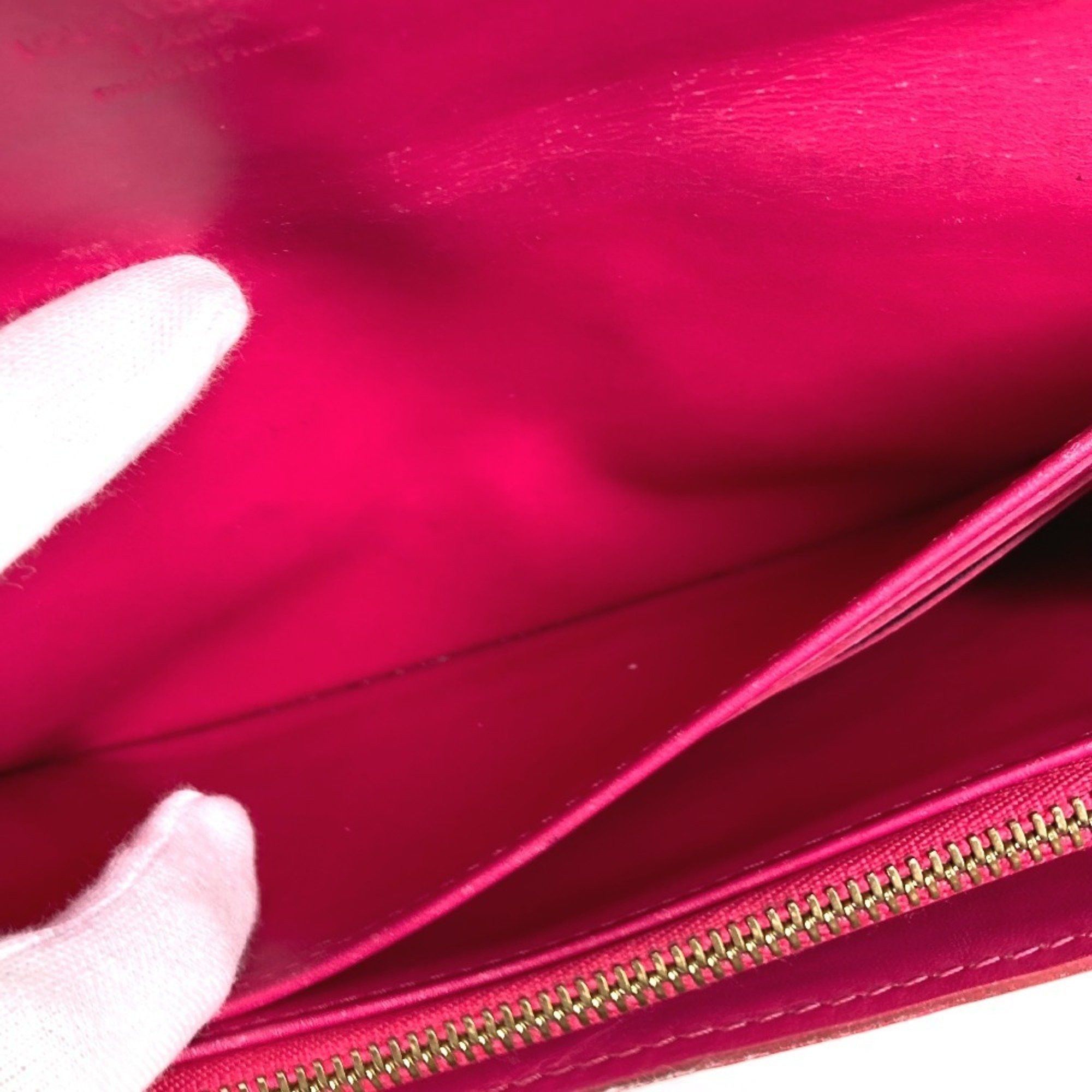 Louis Vuitton LOUIS VUITTON M93633 Monogram Vernis Portefeuille Sarah Long Wallet, Bifold, Canvas, Men's and Women's, Rose Pop Pink Size ONE SIZE - 6 Thumbnail