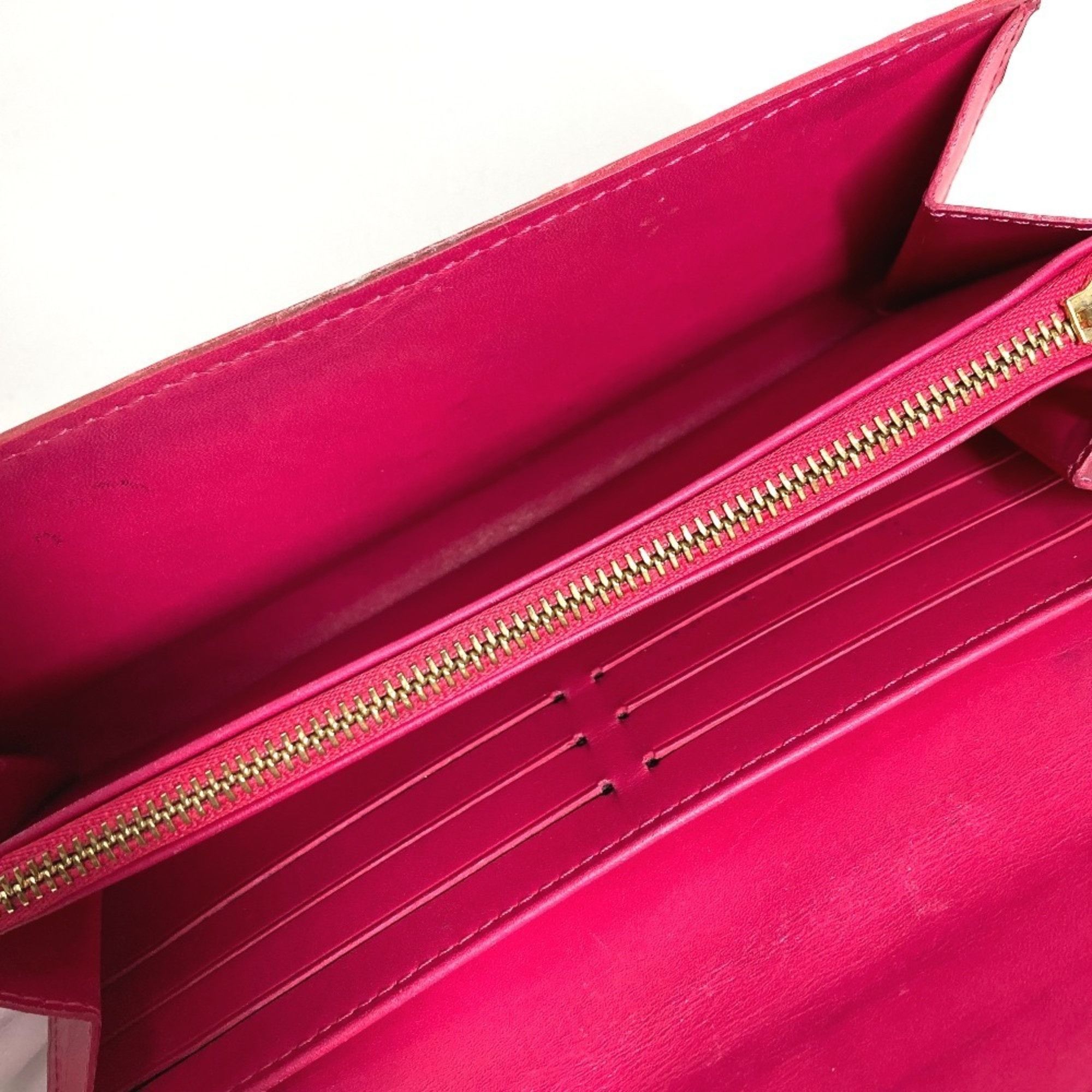 Louis Vuitton LOUIS VUITTON M93633 Monogram Vernis Portefeuille Sarah Long Wallet, Bifold, Canvas, Men's and Women's, Rose Pop Pink Size ONE SIZE - 8 Thumbnail