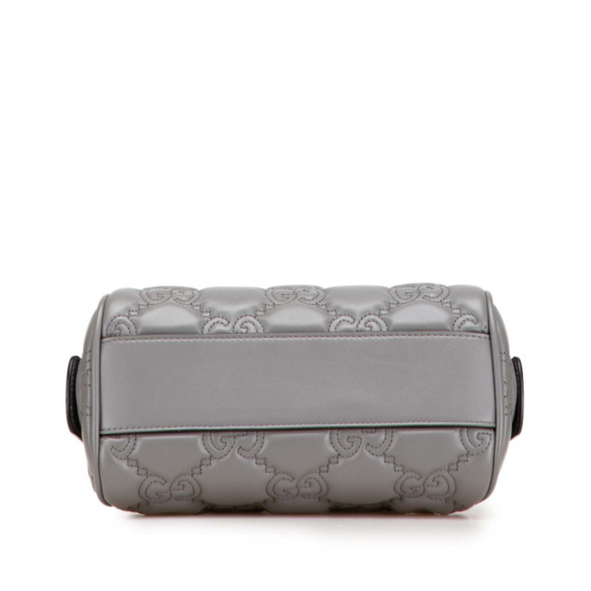 Gucci Gucci GG Matelasse Quilted Mini Boston Bag/Shoulder Bag, 2-Way, Gray Leather, 702251, Women's Size ONE SIZE - 3 Thumbnail