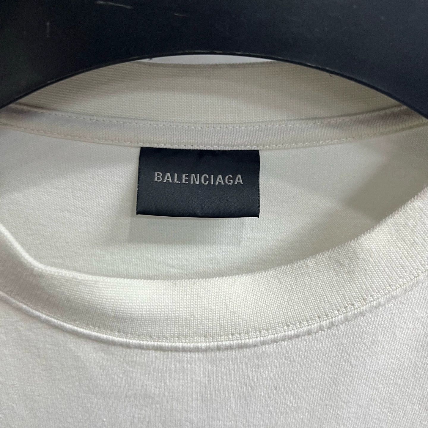 Balenciaga Balenciaga Beige Logo Print Short Sleeve T-shirt - dmc Size US L / EU 52-54 / 3 - 2 Thumbnail
