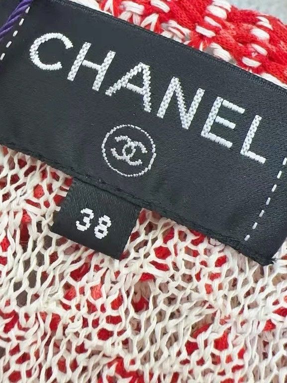 Chanel Chanel Red White Short Sleeve Knit Top - dmc Size US M / EU 48-50 / 2 - 4 Thumbnail