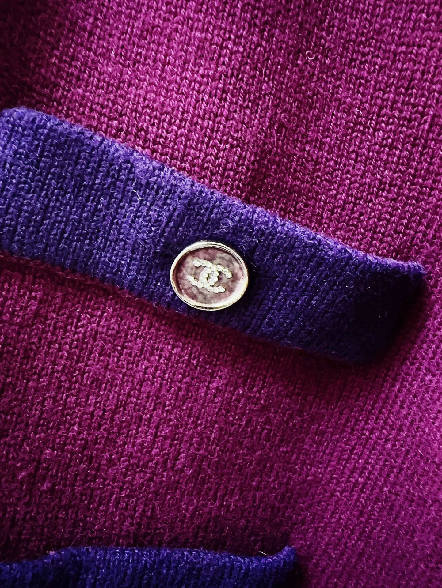 Chanel Chanel Purple Blue Trim Knit Cardigan - dmc Size US L / EU 52-54 / 3 - 4 Thumbnail