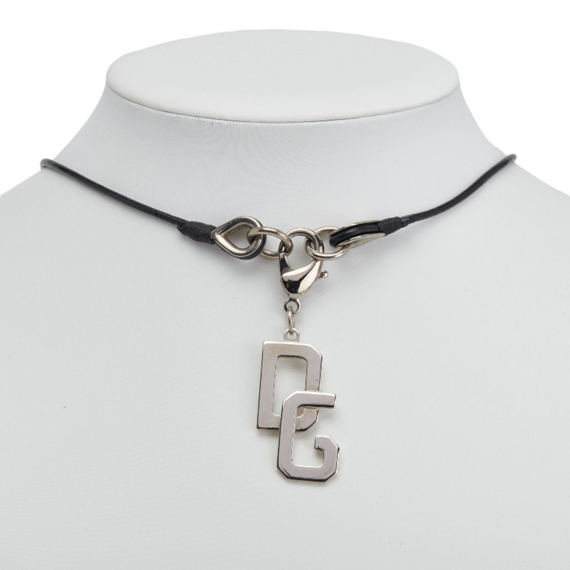 Dolce & Gabbana Dolce & Gabbana DG logo necklace in silver and black metal for men. Size ONE SIZE - 7 Thumbnail