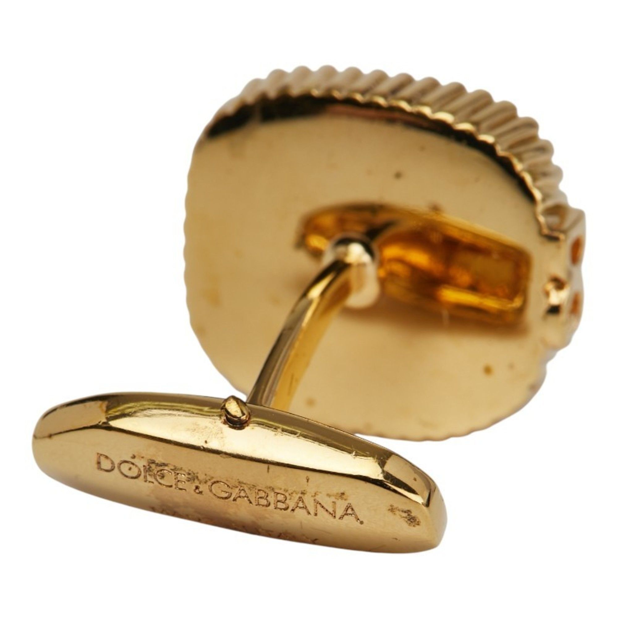 Dolce & Gabbana Dolce & Gabbana Crown Leopard Motif Square Cufflinks in Gold and Brown Plated for Women Size ONE SIZE - 4 Thumbnail