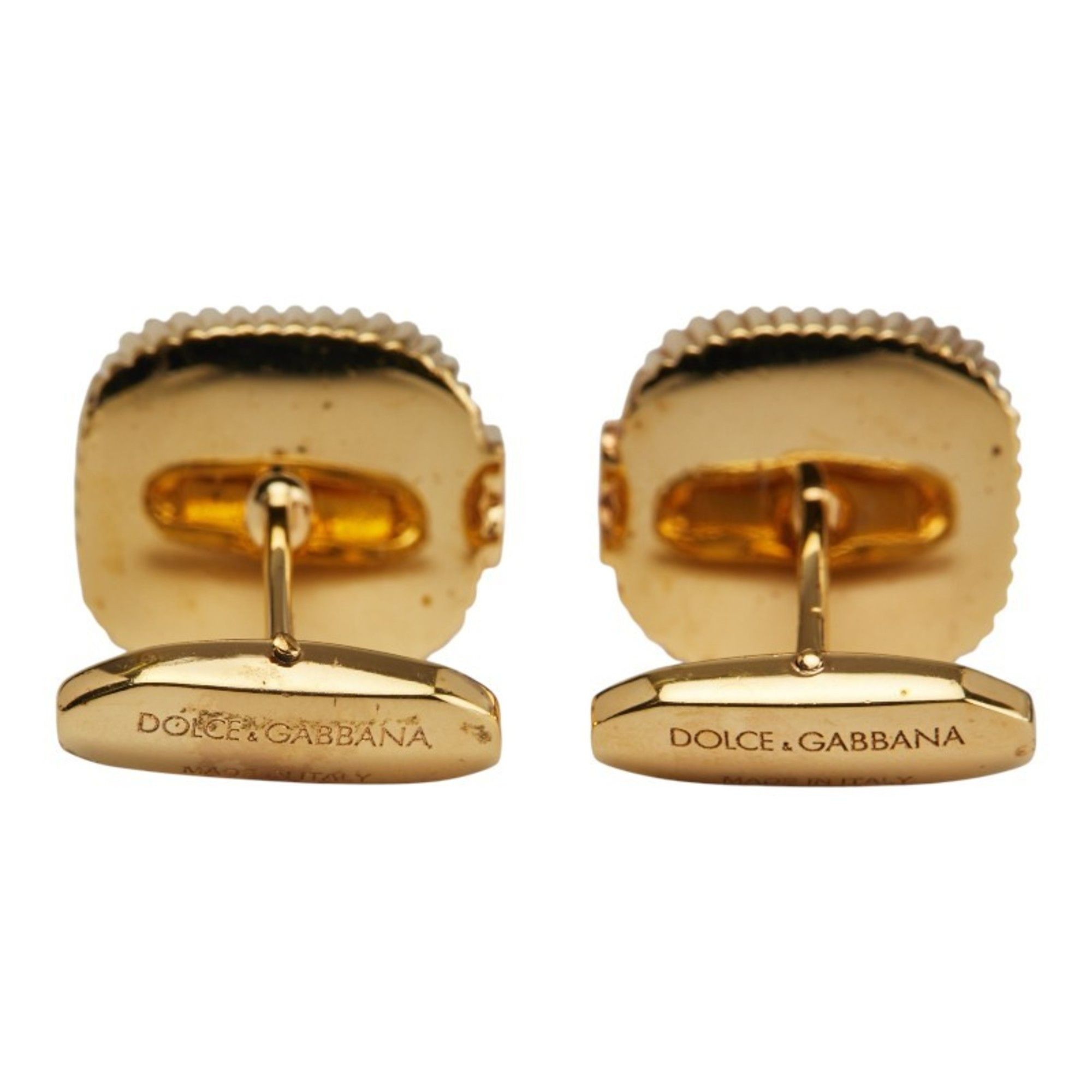 Dolce & Gabbana Dolce & Gabbana Crown Leopard Motif Square Cufflinks in Gold and Brown Plated for Women Size ONE SIZE - 3 Thumbnail