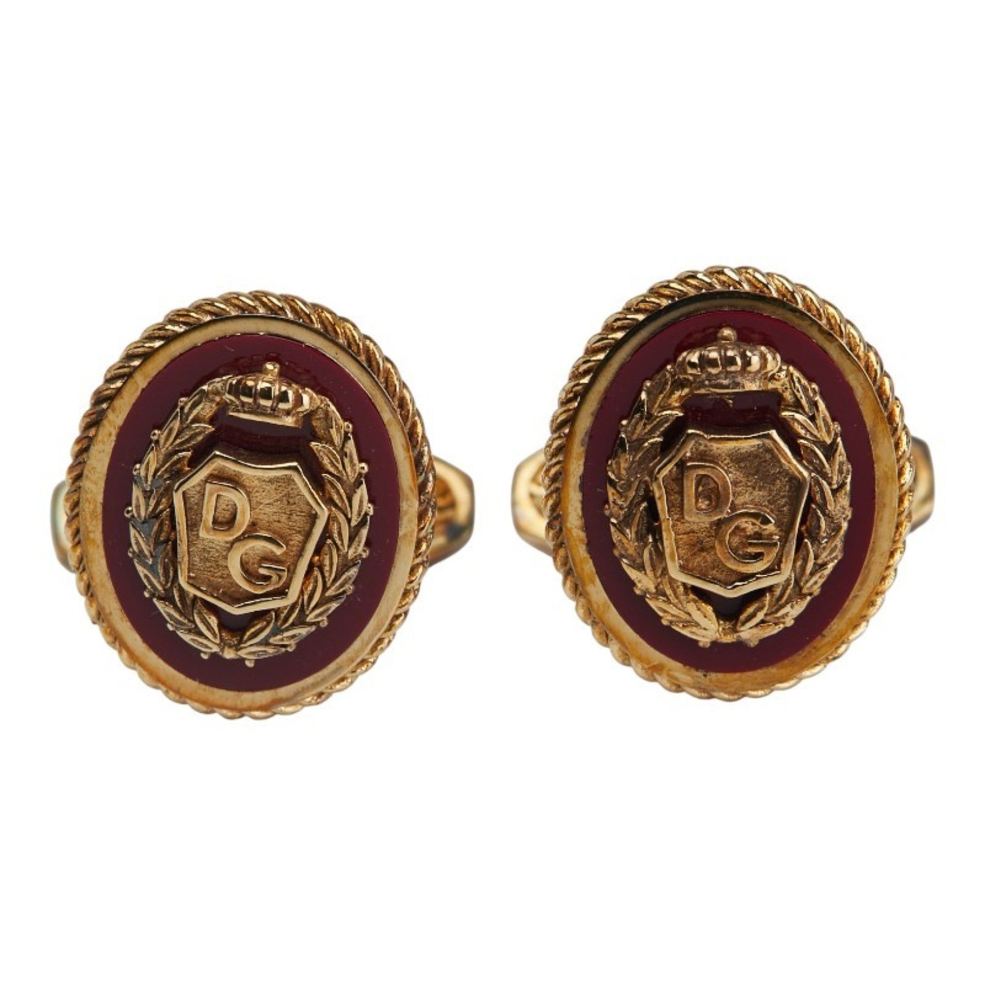 Dolce & Gabbana Dolce & Gabbana DG logo oval motif cufflinks in gold and red plating for men. Size ONE SIZE - 2 Thumbnail