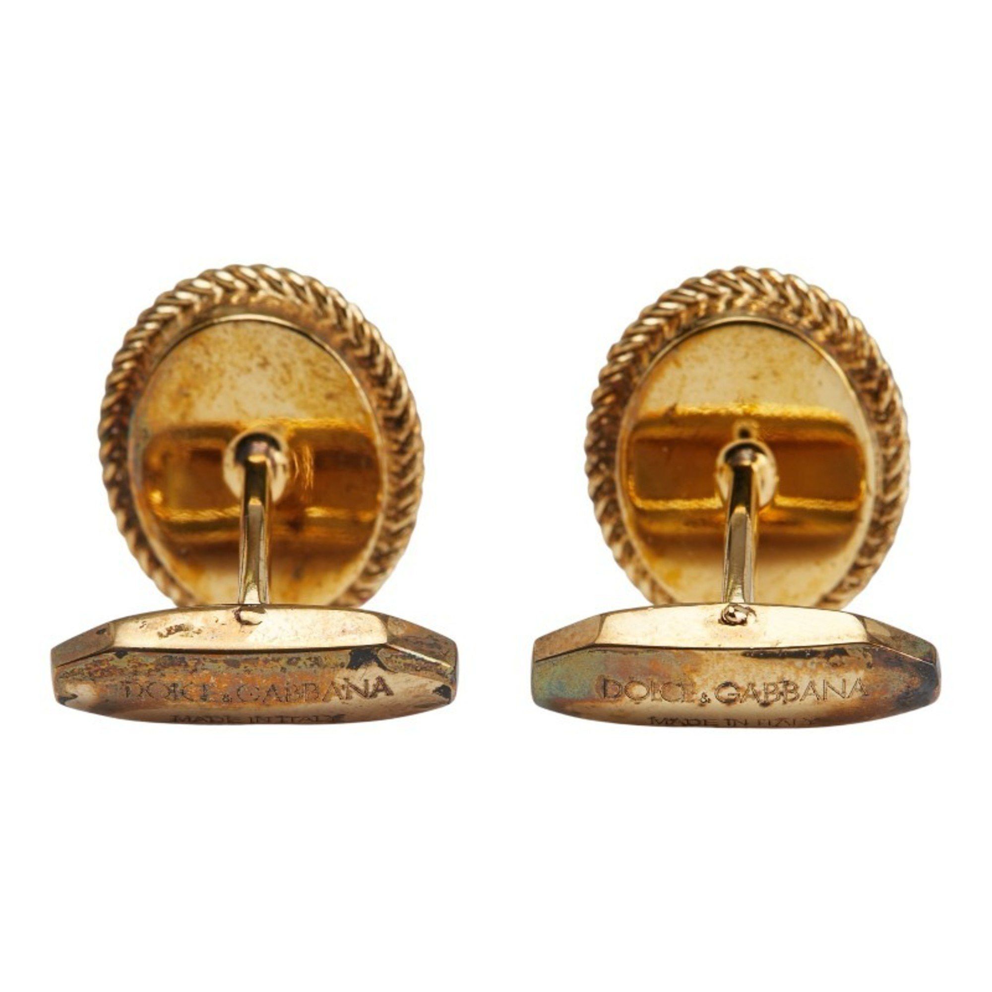 Dolce & Gabbana Dolce & Gabbana DG logo oval motif cufflinks in gold and red plating for men. Size ONE SIZE - 3 Thumbnail