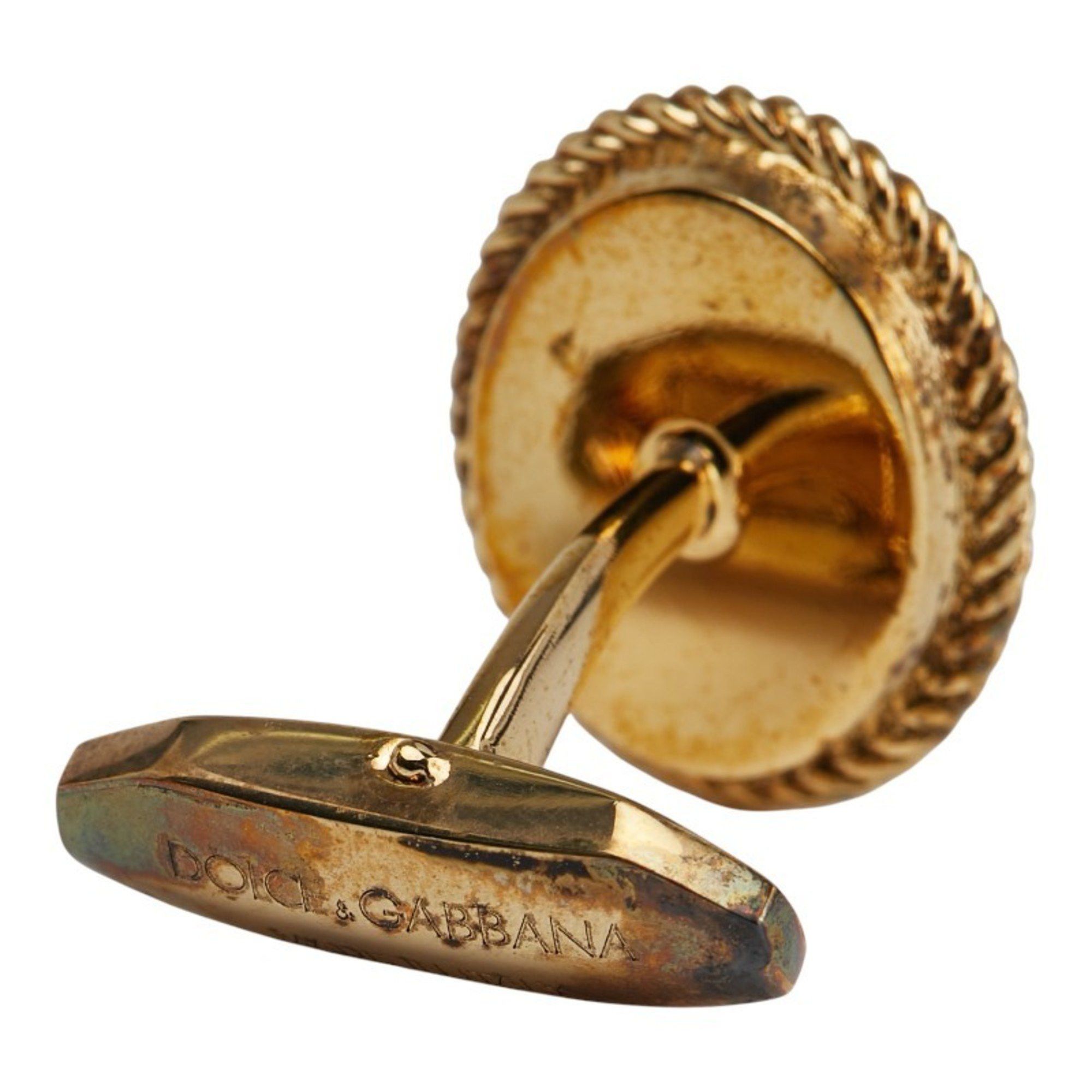 Dolce & Gabbana Dolce & Gabbana DG logo oval motif cufflinks in gold and red plating for men. Size ONE SIZE - 4 Thumbnail
