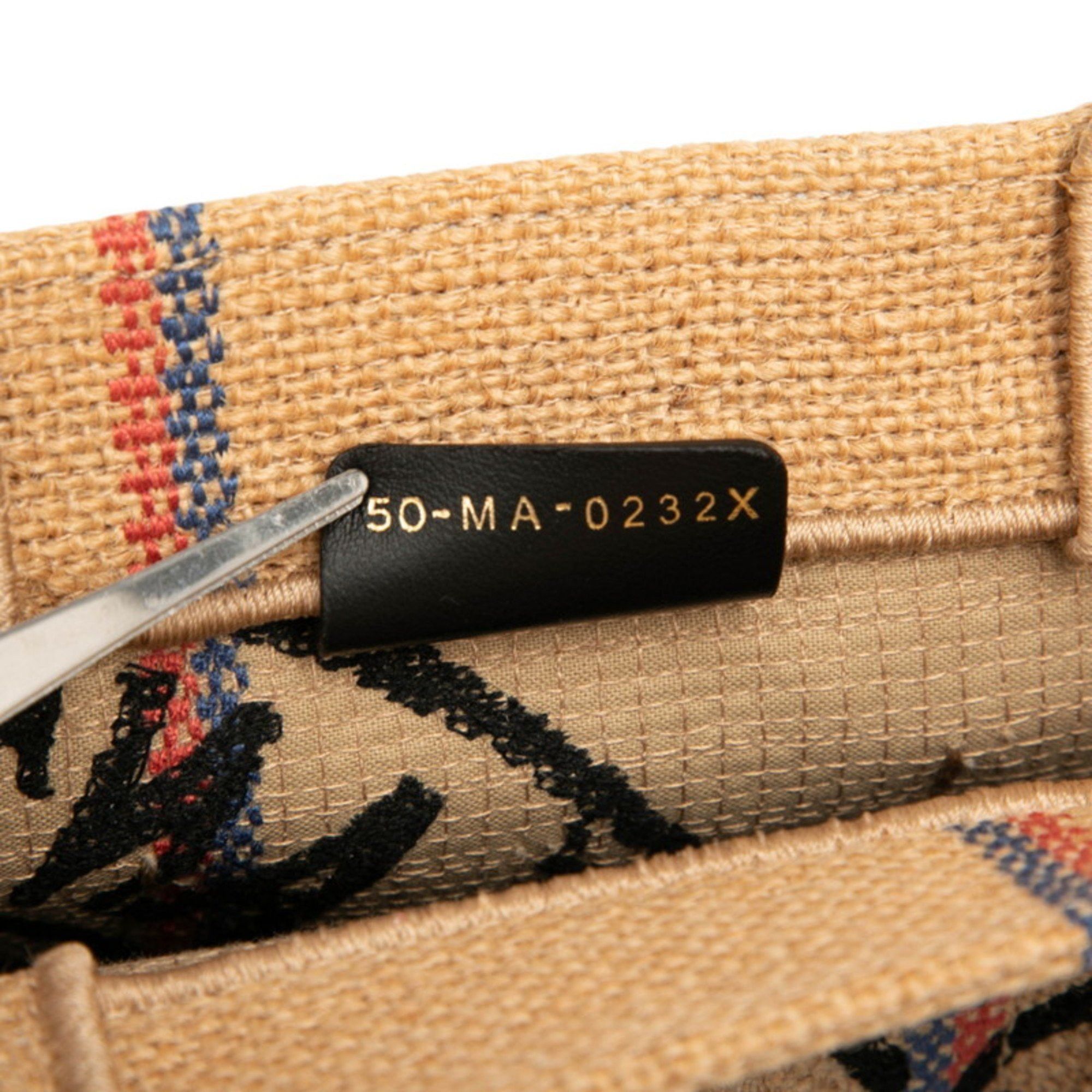 Dior Christian Dior Dior Catherine Small Handbag Tote Bag Beige Multicolor Canvas Jute Women's Size ONE SIZE - 6 Thumbnail