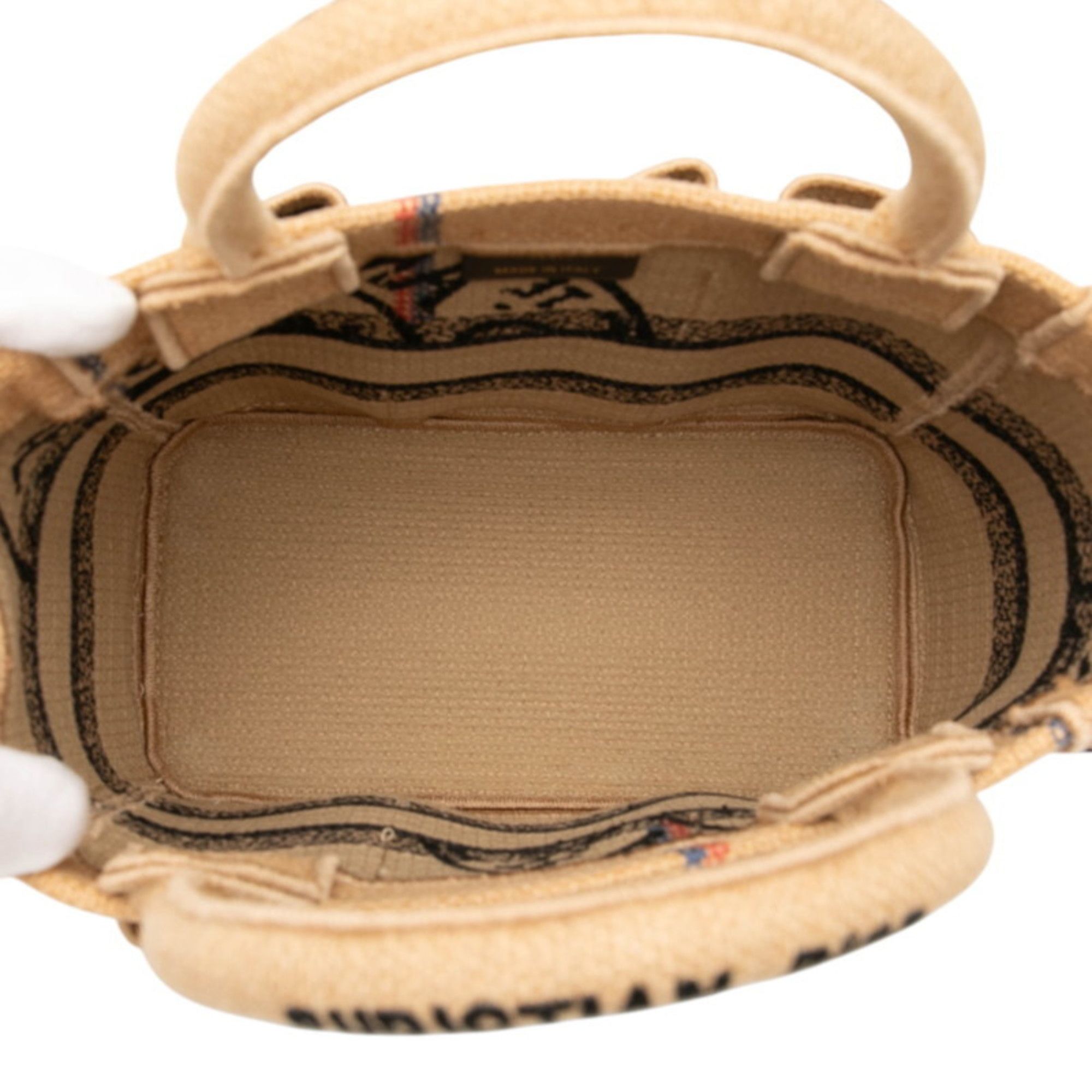 Dior Christian Dior Dior Catherine Small Handbag Tote Bag Beige Multicolor Canvas Jute Women's Size ONE SIZE - 4 Thumbnail