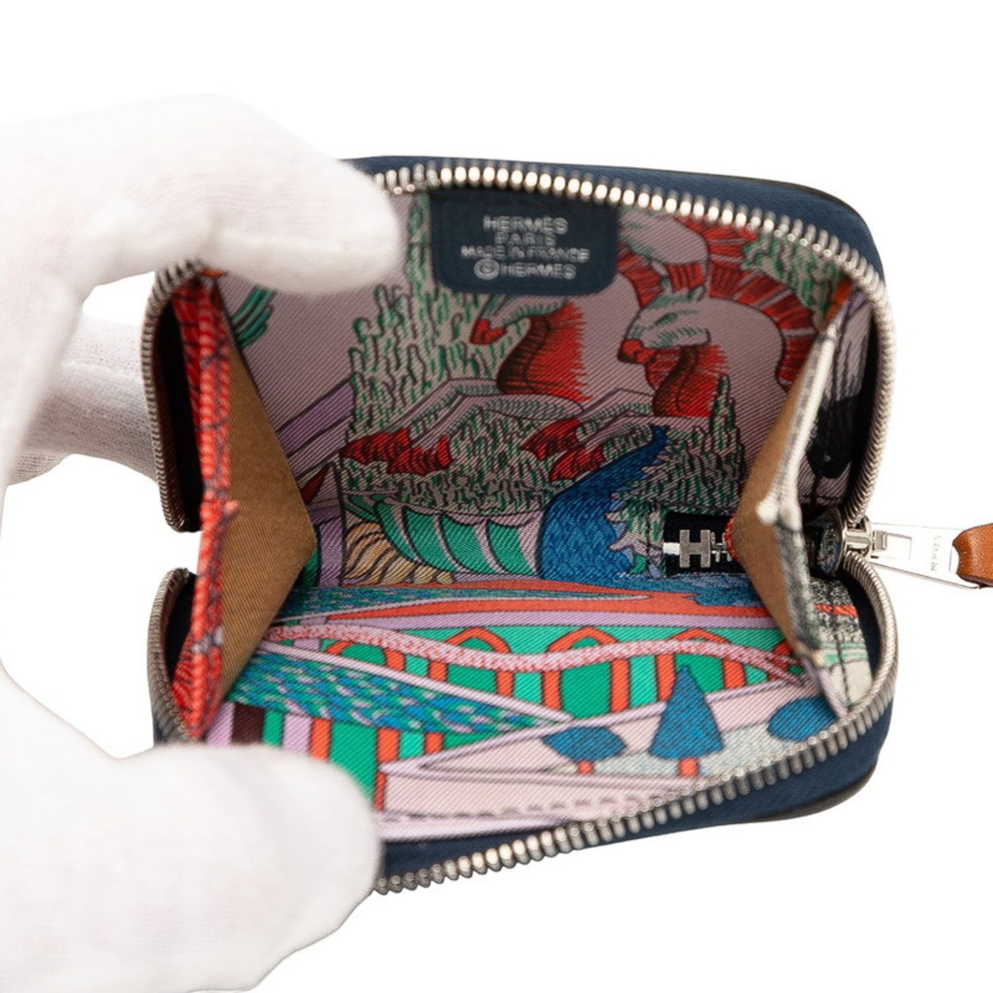 Hermes Hermès Azap Silkin Compact Wallet/Coin Case, Navy Blue with Silver Hardware, Evercolor, Women's, HERMES Size ONE SIZE - 4 Thumbnail