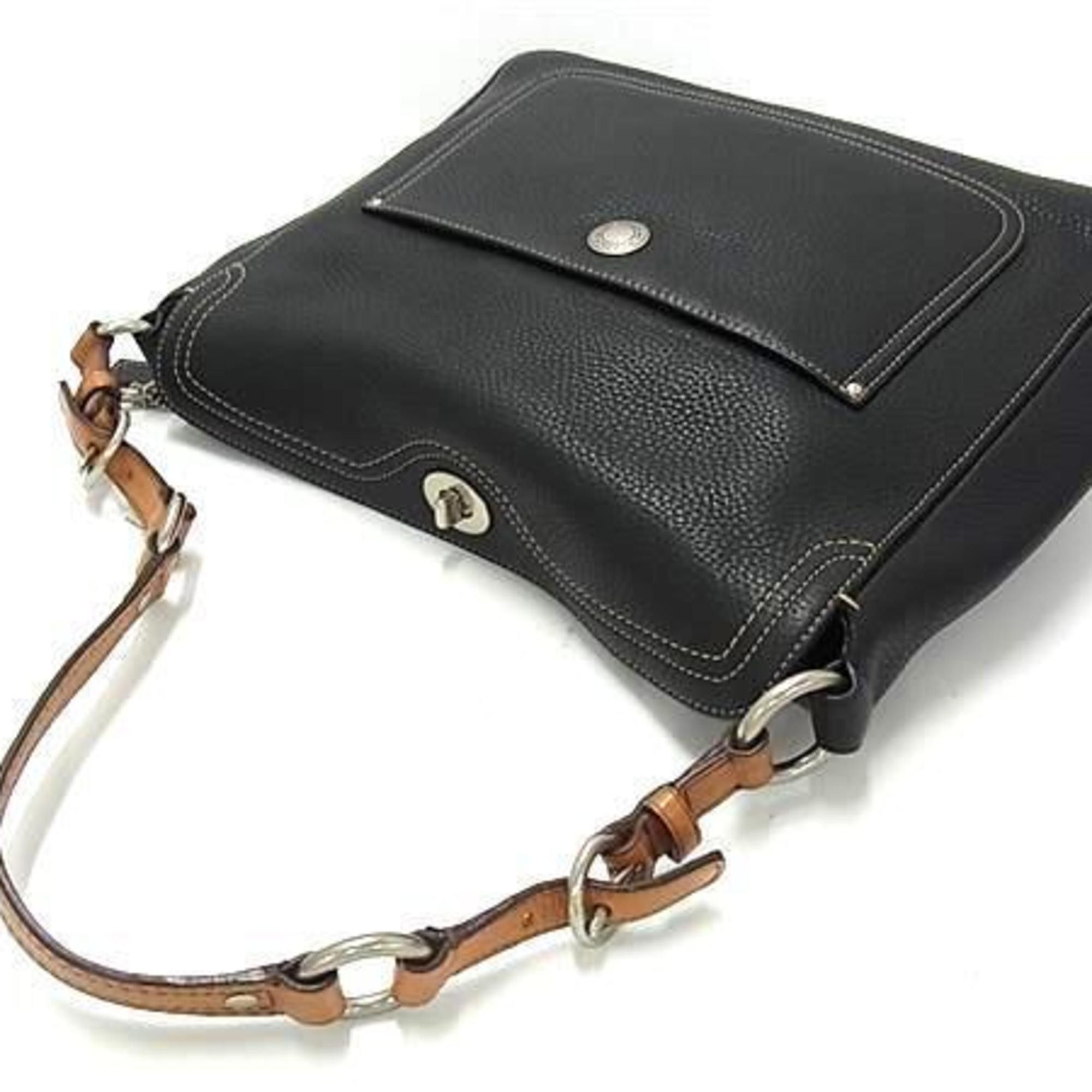 Coach COACH Shoulder Bag 10132 Black/Brown Leather Women's Size ONE SIZE - 4 Thumbnail