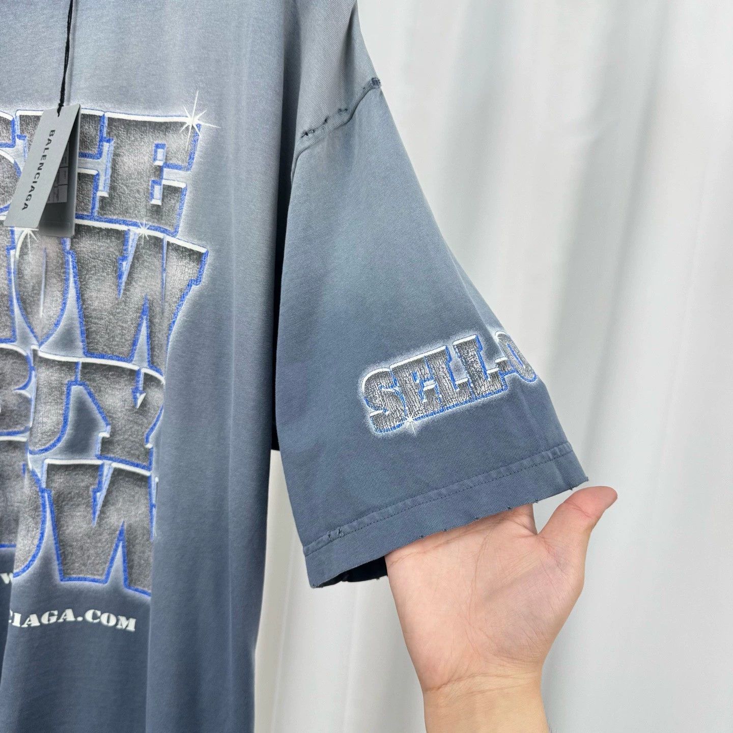 Balenciaga Balenciaga Diamond Water Destroyed Tee - dmc Size US M / EU 48-50 / 2 - 4 Thumbnail