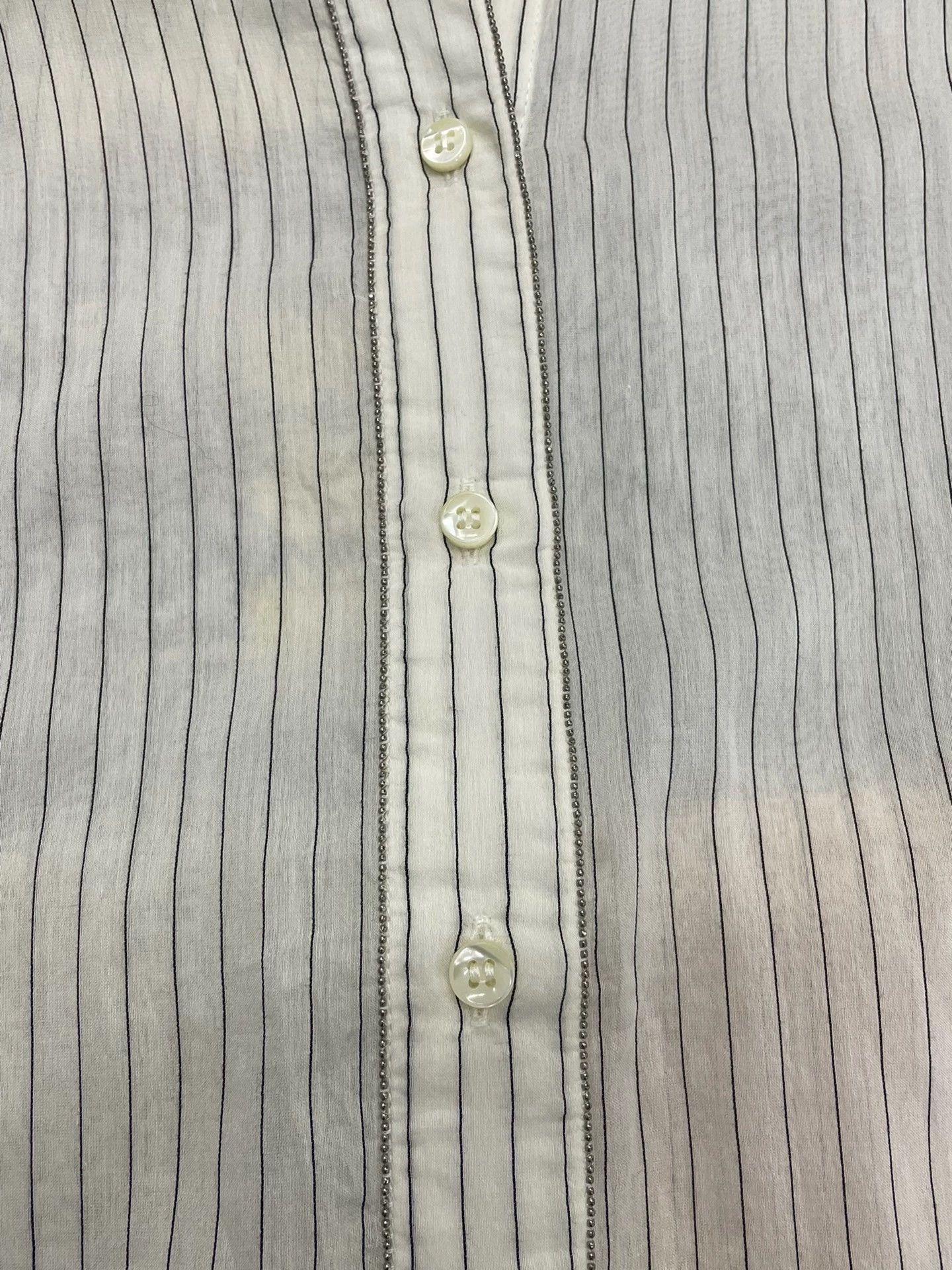 Brunello Cucinelli Brunello Cucinelli White Beaded Stripe Shirt - dmc Size US S / EU 44-46 / 1 - 2 Thumbnail