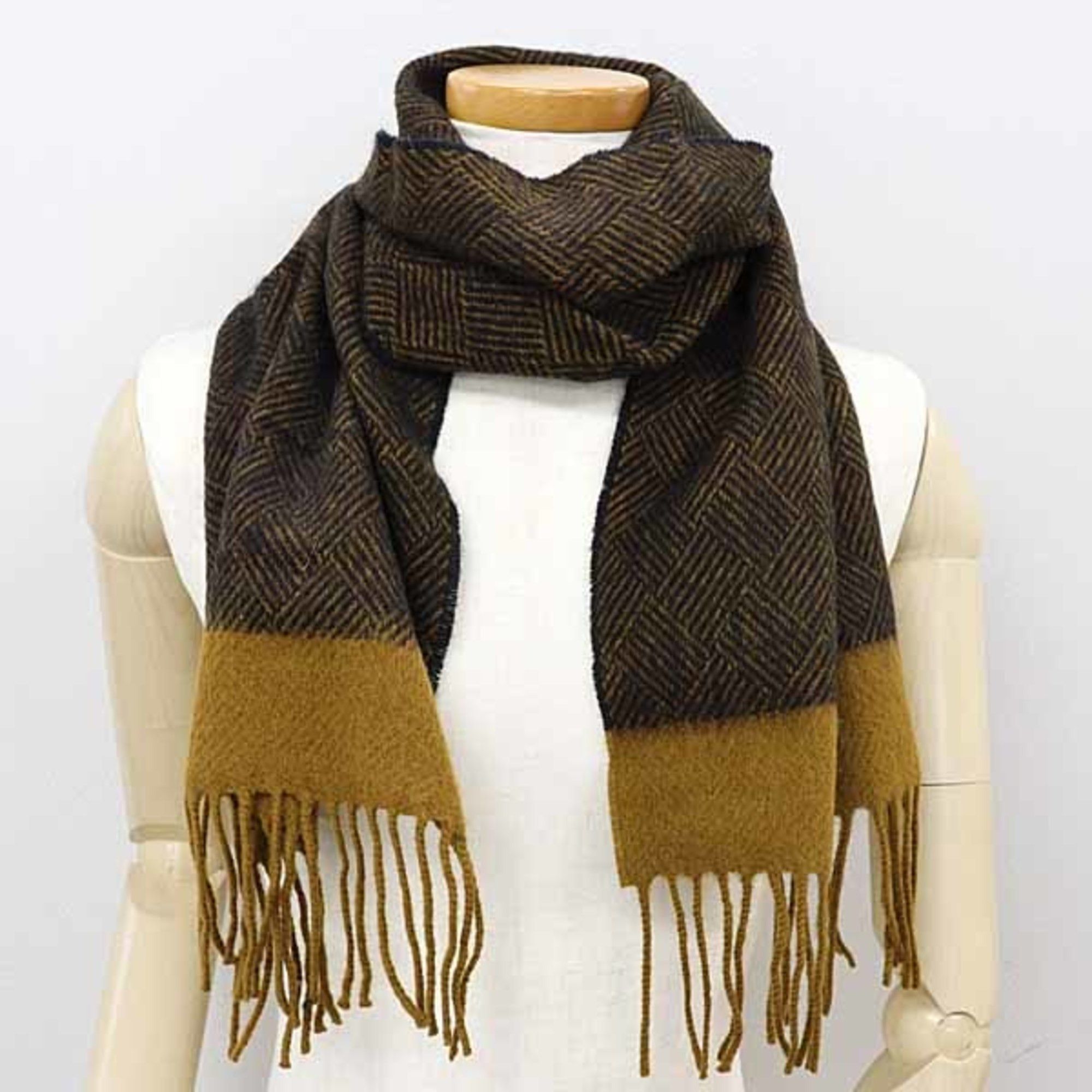 Dior Christian Dior MONSIEUR Lambswool Scarf in Black and Brown Size ONE SIZE - 5 Thumbnail