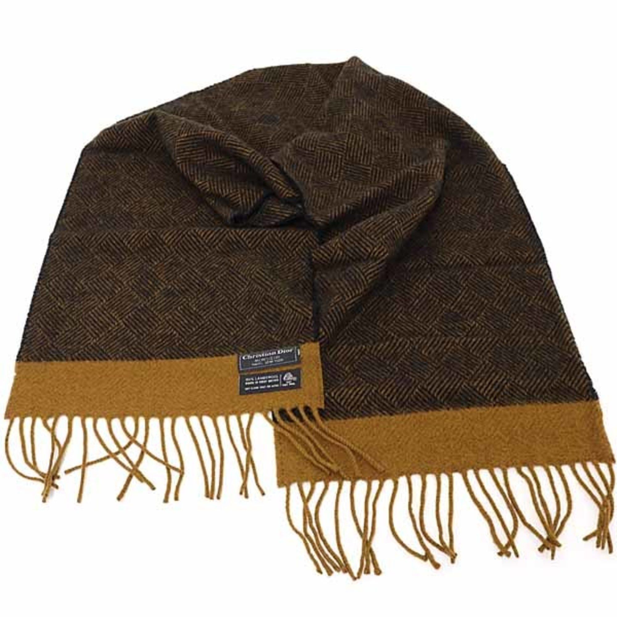 Dior Christian Dior MONSIEUR Lambswool Scarf in Black and Brown Size ONE SIZE - 3 Thumbnail