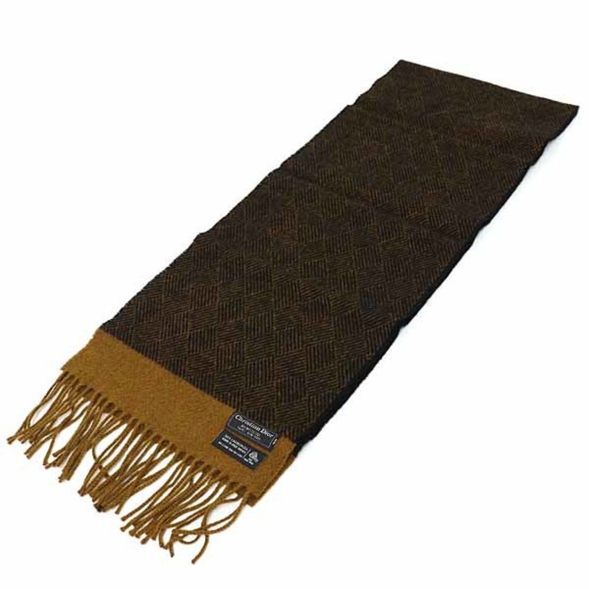 Dior Christian Dior MONSIEUR Lambswool Scarf in Black and Brown Size ONE SIZE - 6 Thumbnail
