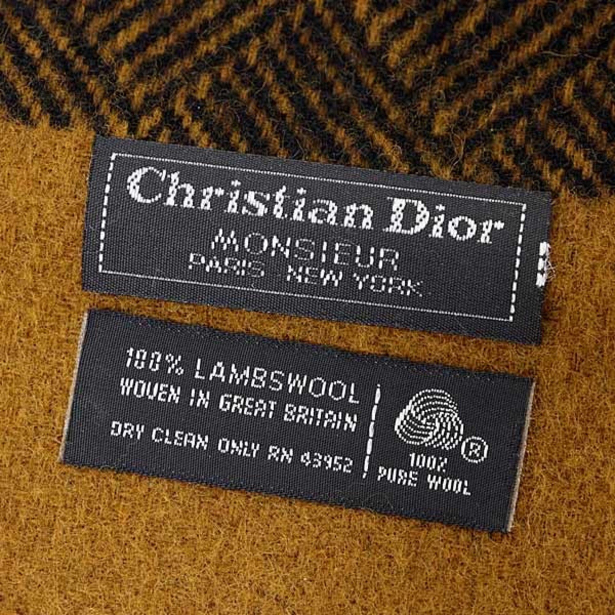 Dior Christian Dior MONSIEUR Lambswool Scarf in Black and Brown Size ONE SIZE - 4 Thumbnail