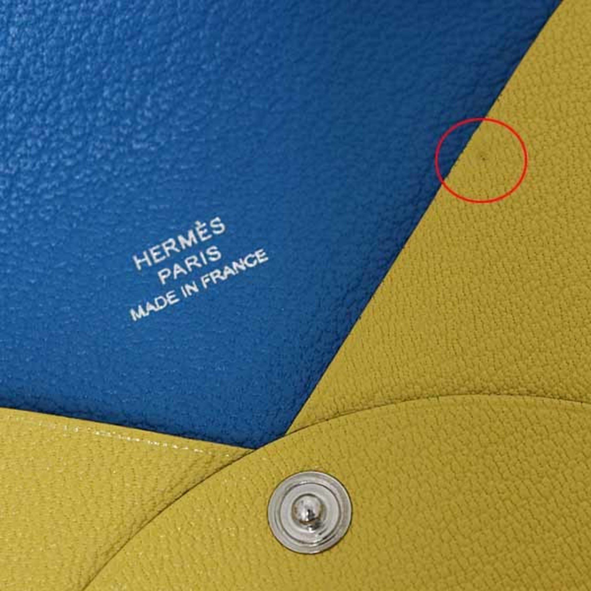 Hermes Hermes Hermès Calvi Verso Card Case/Business Holder, Chevre Mysore, B Stamp, 2023, Yellow/Blue Size ONE SIZE - 6 Thumbnail