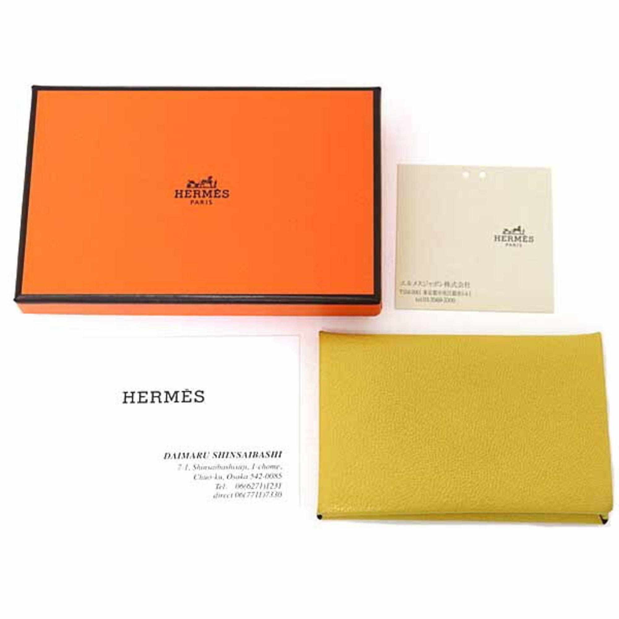 Hermes Hermes Hermès Calvi Verso Card Case/Business Holder, Chevre Mysore, B Stamp, 2023, Yellow/Blue Size ONE SIZE - 2 Thumbnail