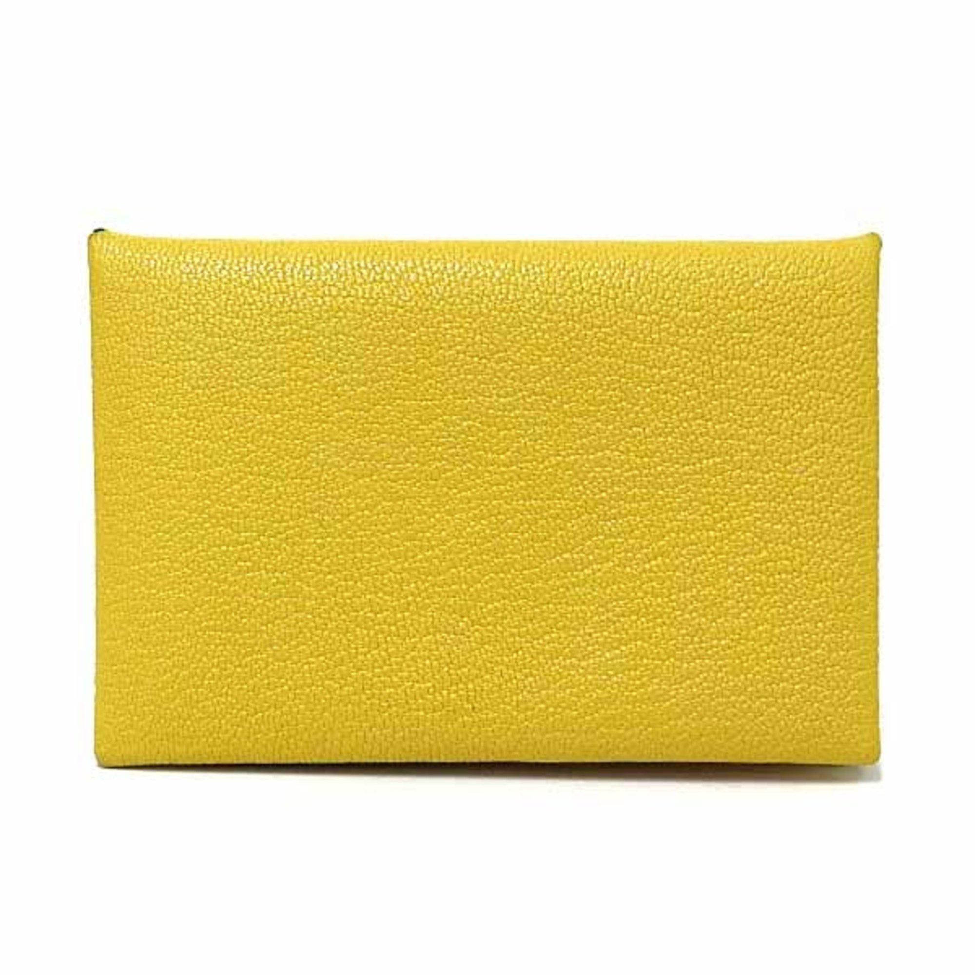 Hermes Hermes Hermès Calvi Verso Card Case/Business Holder, Chevre Mysore, B Stamp, 2023, Yellow/Blue Size ONE SIZE - 3 Thumbnail