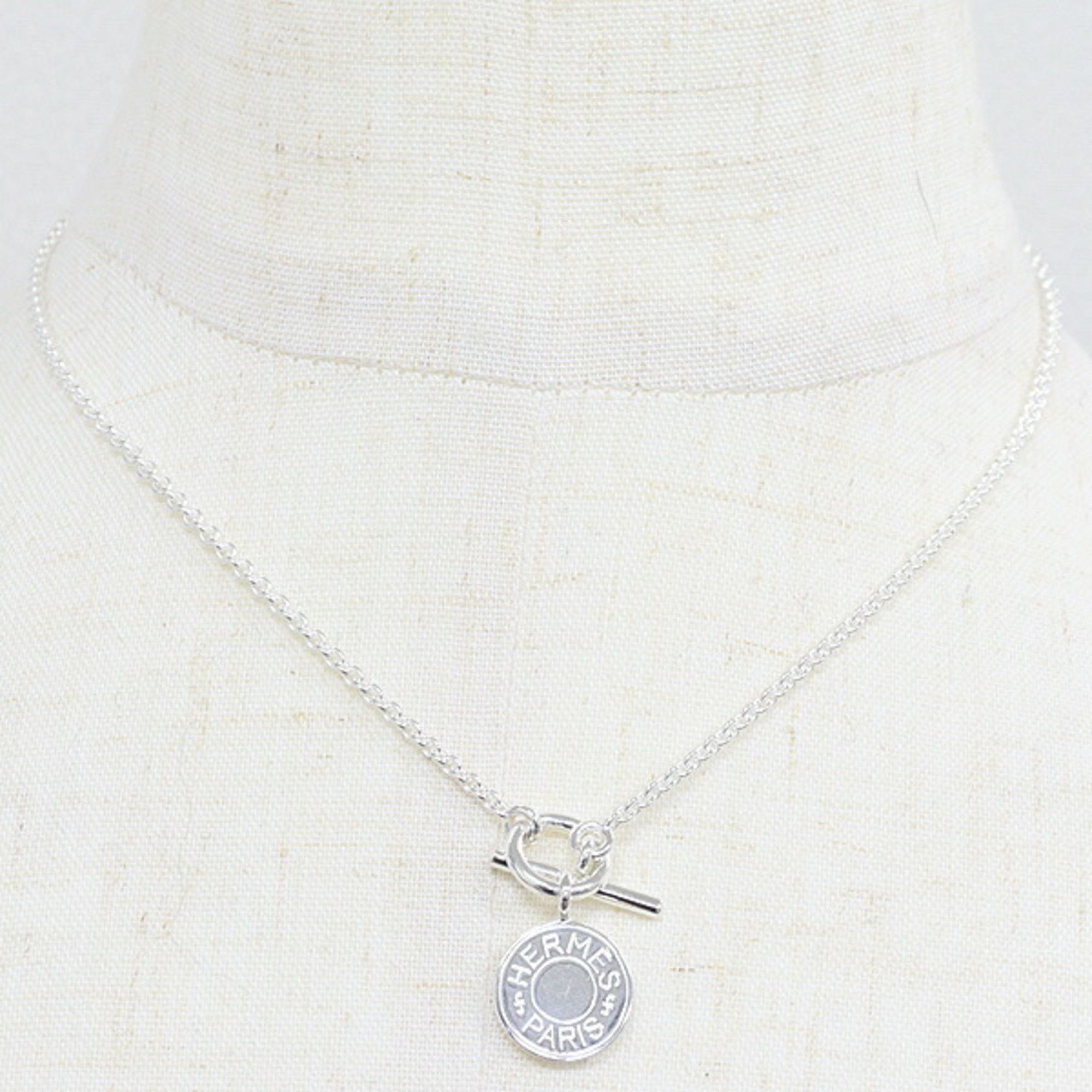 Hermes Hermes Pendant Exlibris Emulette Silver 42.5cm Serie Cru de Cell Necklace Size ONE SIZE - 4 Thumbnail