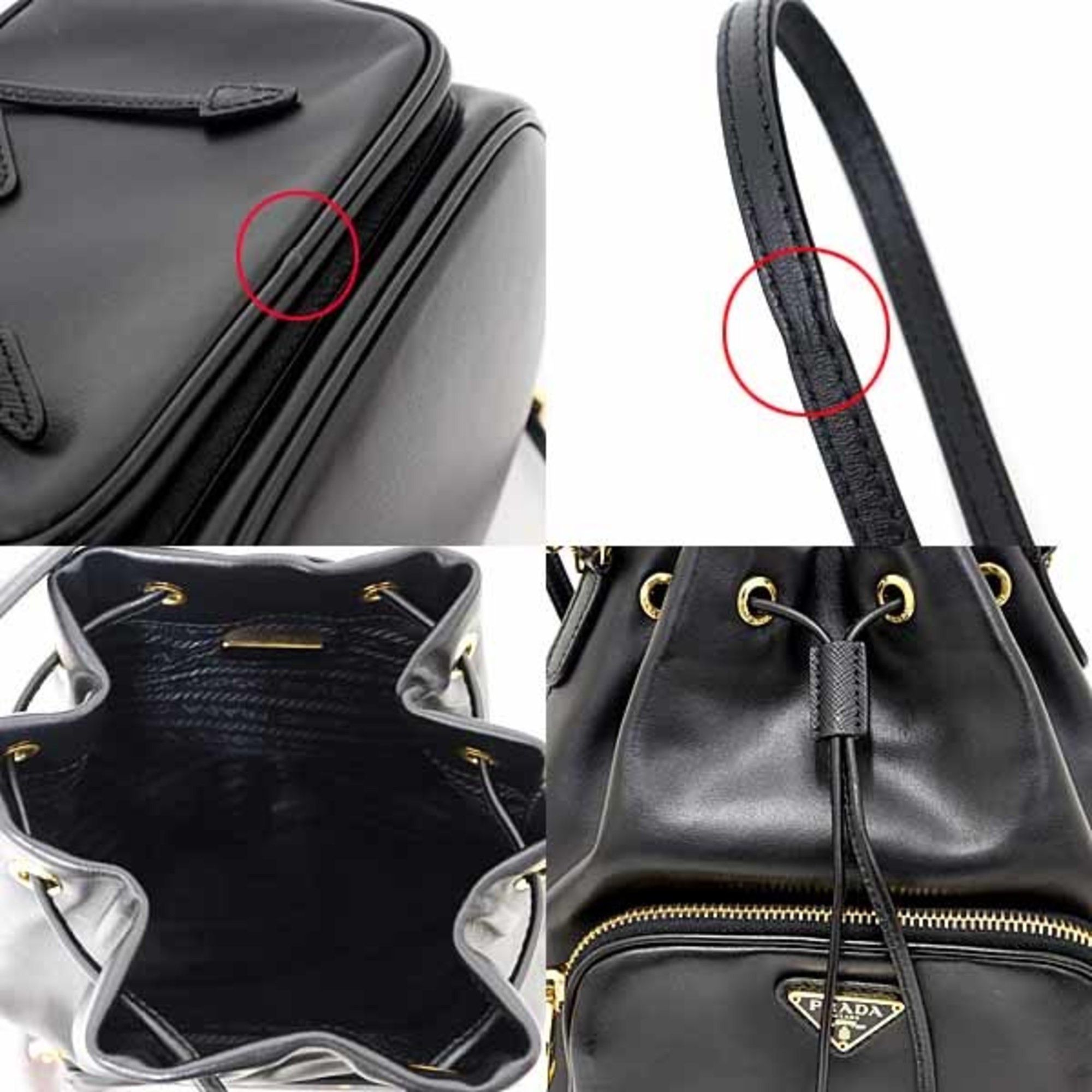 Prada Prada Duet Bucket Bag Shoulder in Soft Calfskin and Saffiano Leather, Nero Black, 1BH038 Size ONE SIZE - 6 Thumbnail