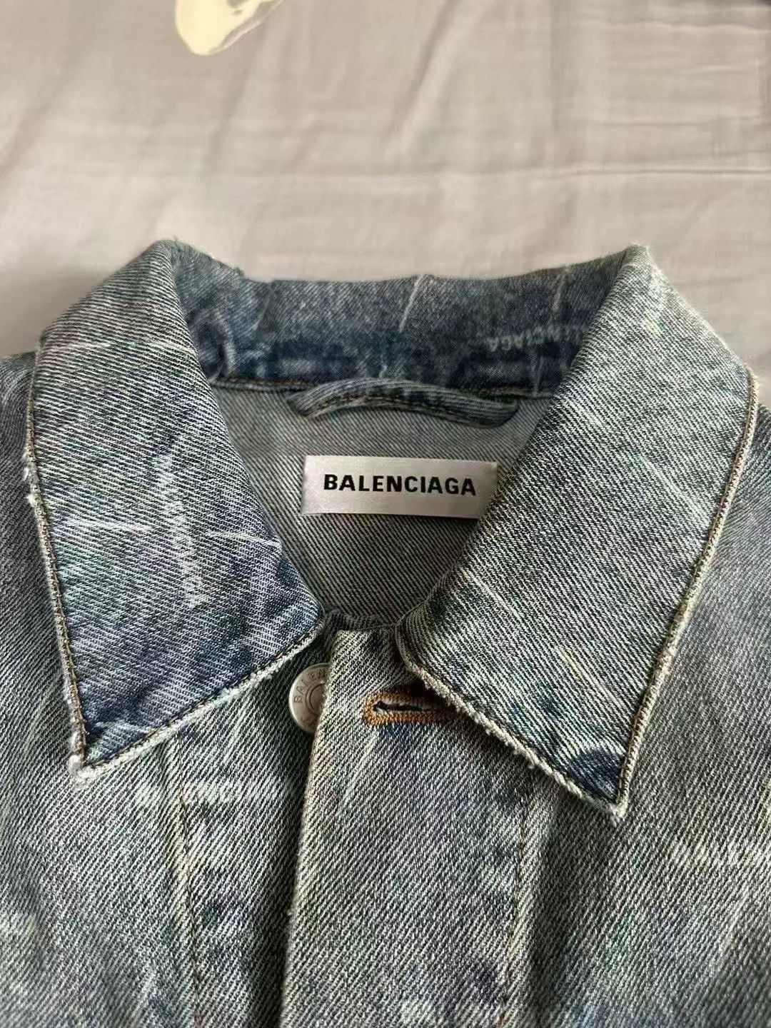 Balenciaga Balenciaga Denim Jacket with Text - dmc Size US XS / EU 42 / 0 - 3 Thumbnail