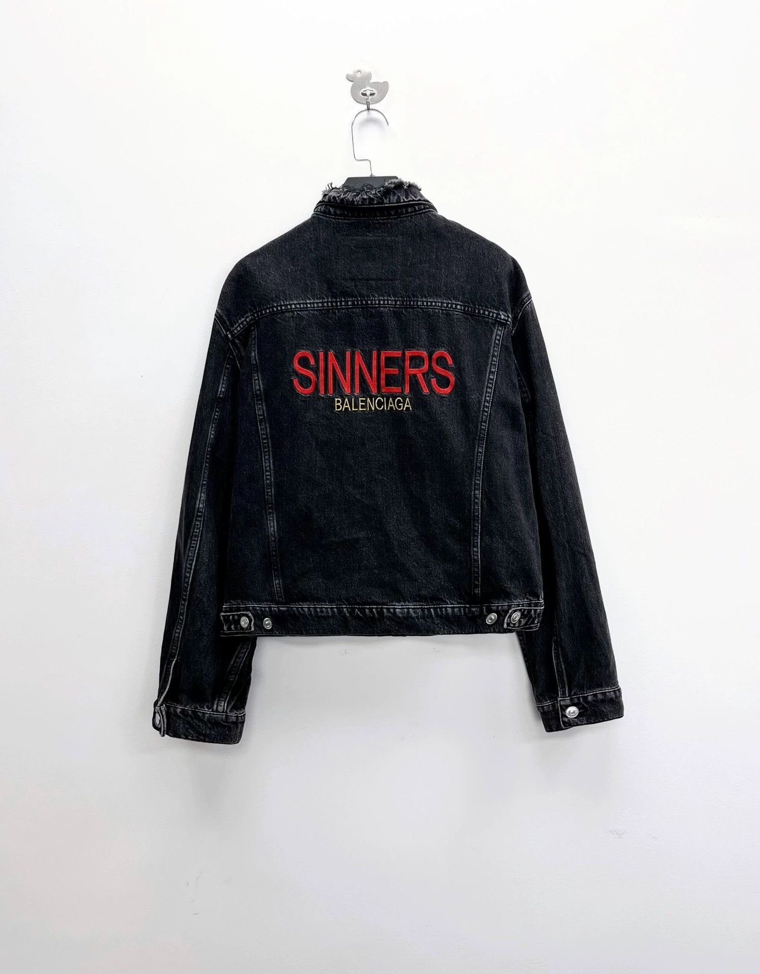 Balenciaga Balenciaga Black Distressed Denim Jacket - dmc Size US L / EU 52-54 / 3 - 2 Thumbnail