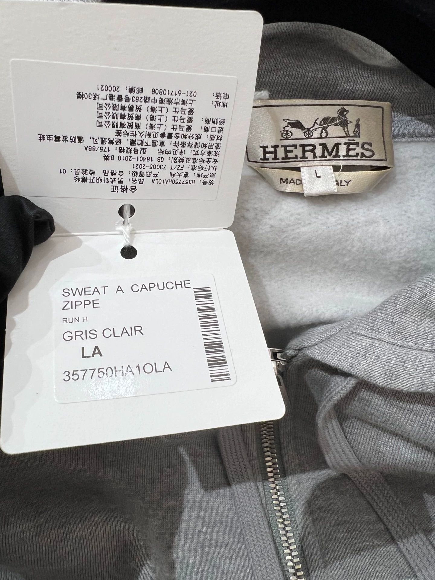 Hermes Hermes Men's Gray Hooded Sweatshirt - dmc Size US L / EU 52-54 / 3 - 5 Thumbnail