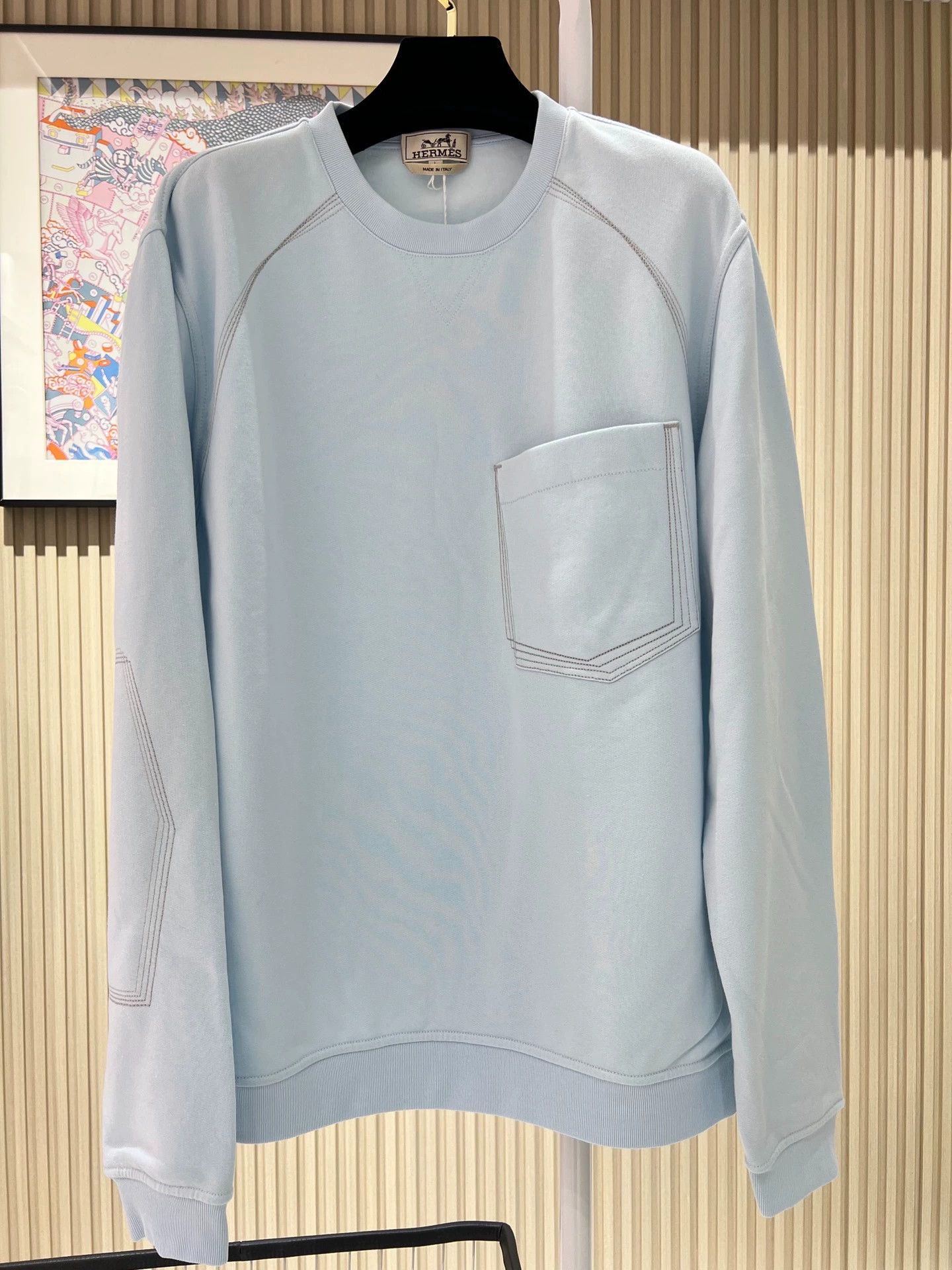 Hermes Hermes New Men's Baby Blue Sweatshirt L - dmc Size US L / EU 52-54 / 3 - 2 Thumbnail