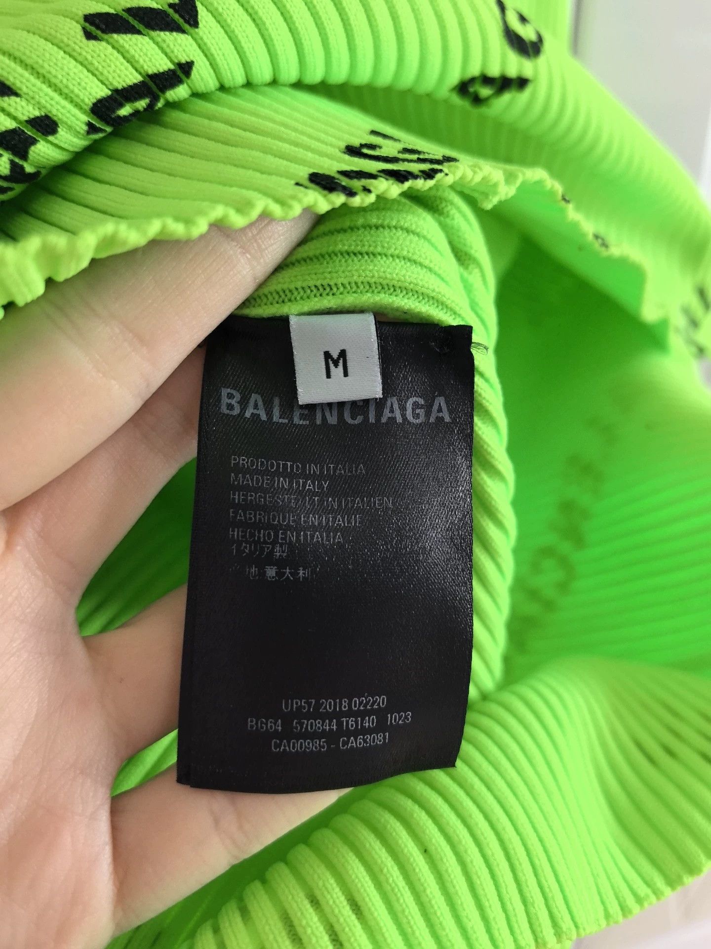 Balenciaga Balenciaga Logo Fluorescent Green Slim Fit Stretch Long Sleeve T-shirt - dmc Size US M / EU 48-50 / 2 - 3 Thumbnail