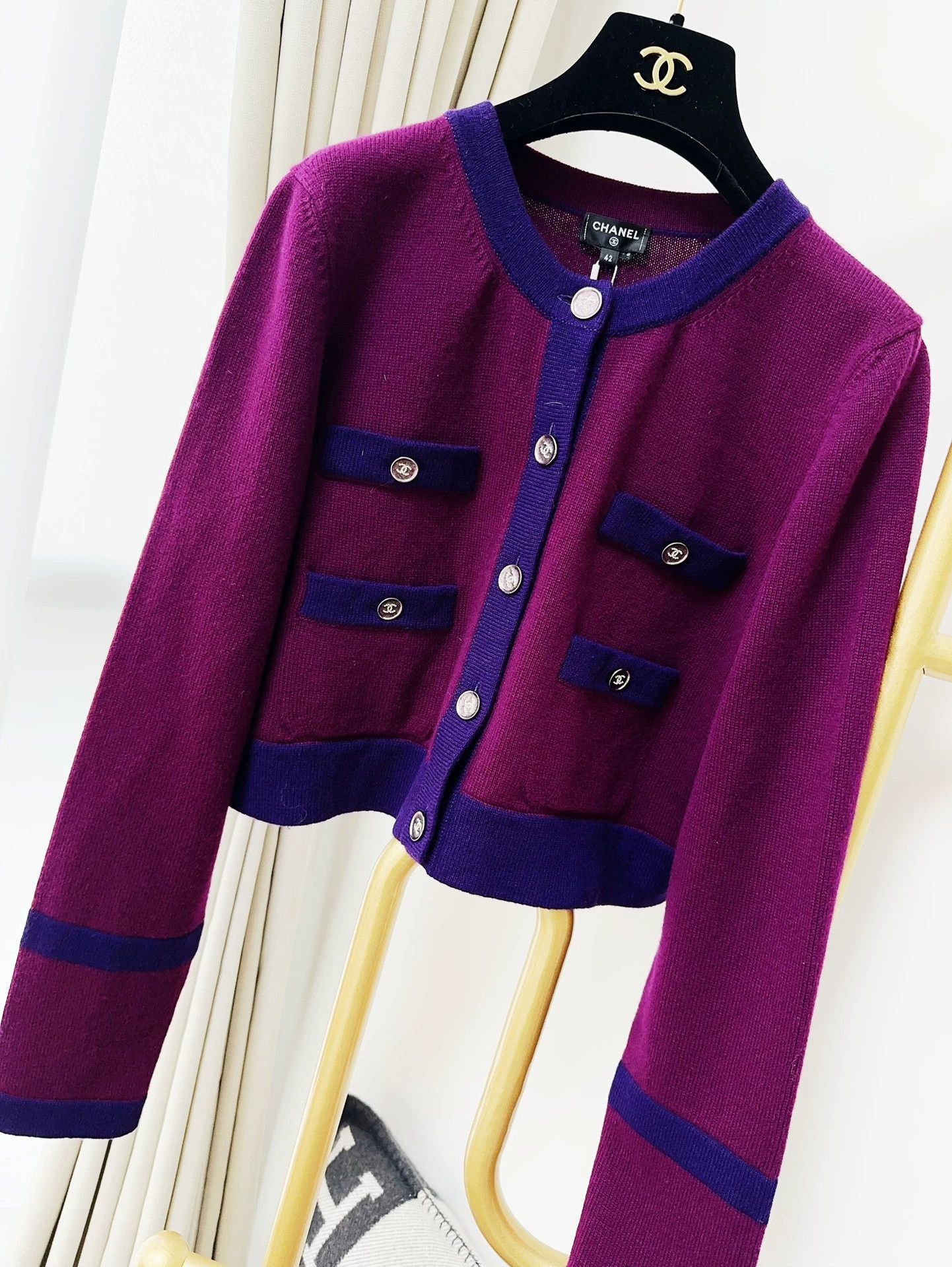 Chanel Chanel 23B Purple Blue Trim Knit Cardigan - dmc Size US L / EU 52-54 / 3 - 2 Thumbnail
