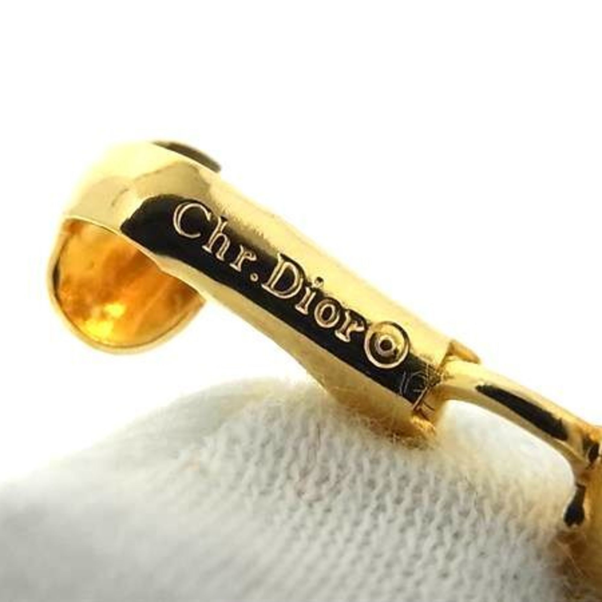 Dior Christian Dior Earrings Gold Metal Women's Rhinestone Size ONE SIZE - 2 Thumbnail