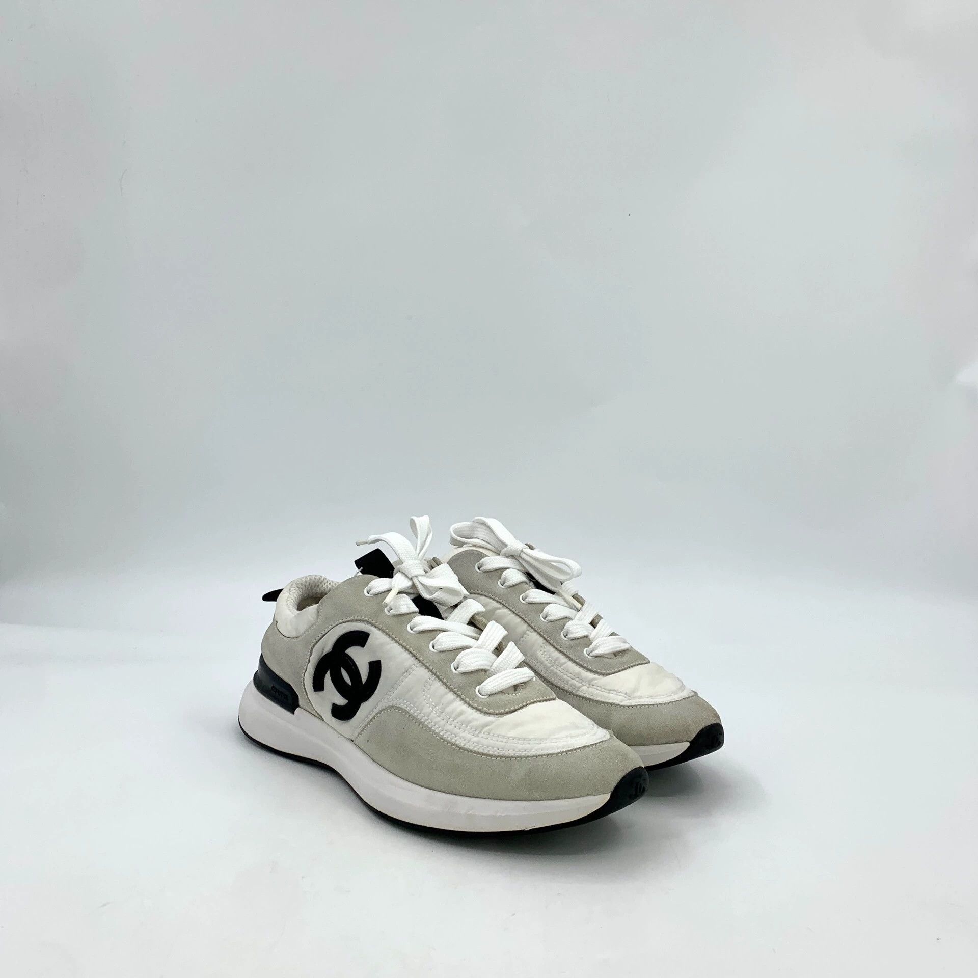 Chanel Chanel Gray White Logo Casual Sneakers - dmc Size US 6.5 / EU 39-40 - 2 Thumbnail