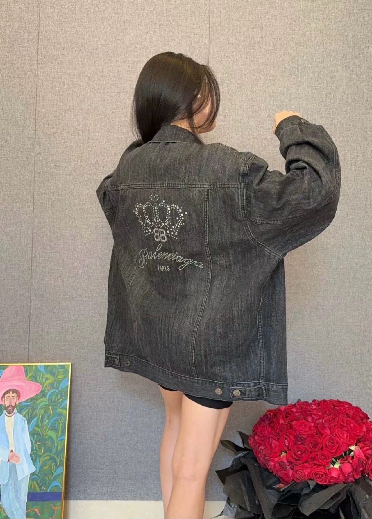 Balenciaga Balenciaga SS24 Denim Jacket with Crystal Logo - dmc Size US M / EU 48-50 / 2 - 7 Thumbnail