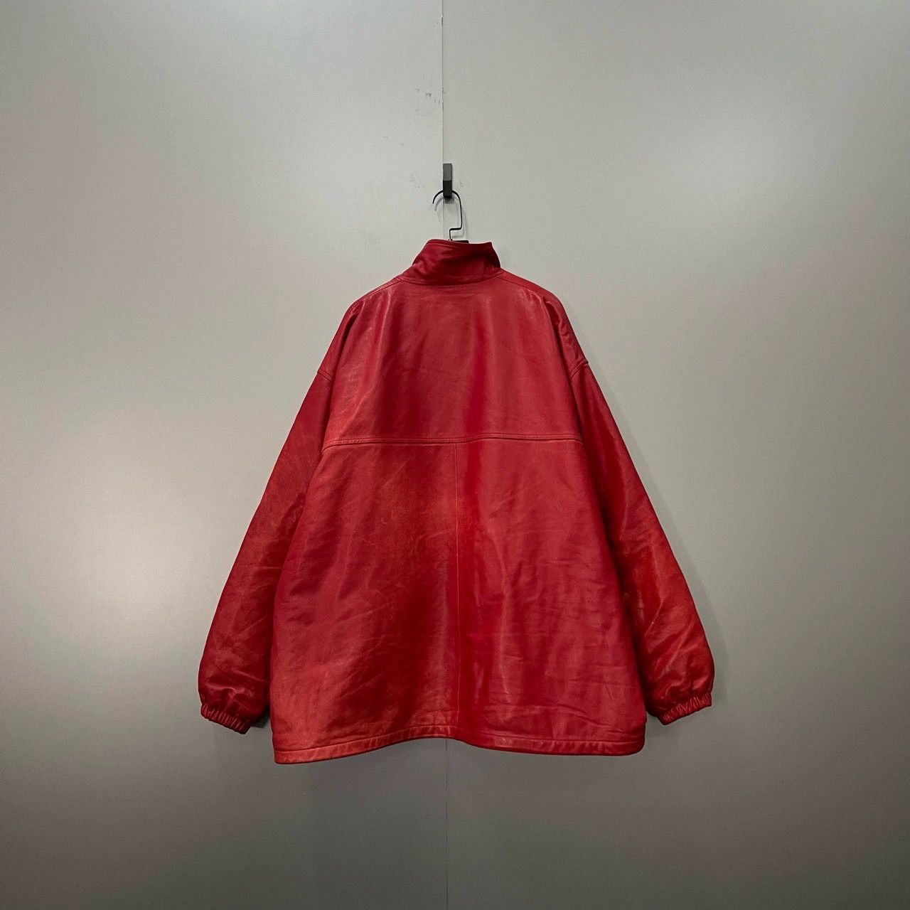 Balenciaga Balenciaga Red Embroidered Logo Leather Jacket - dmc Size US L / EU 52-54 / 3 - 2 Thumbnail