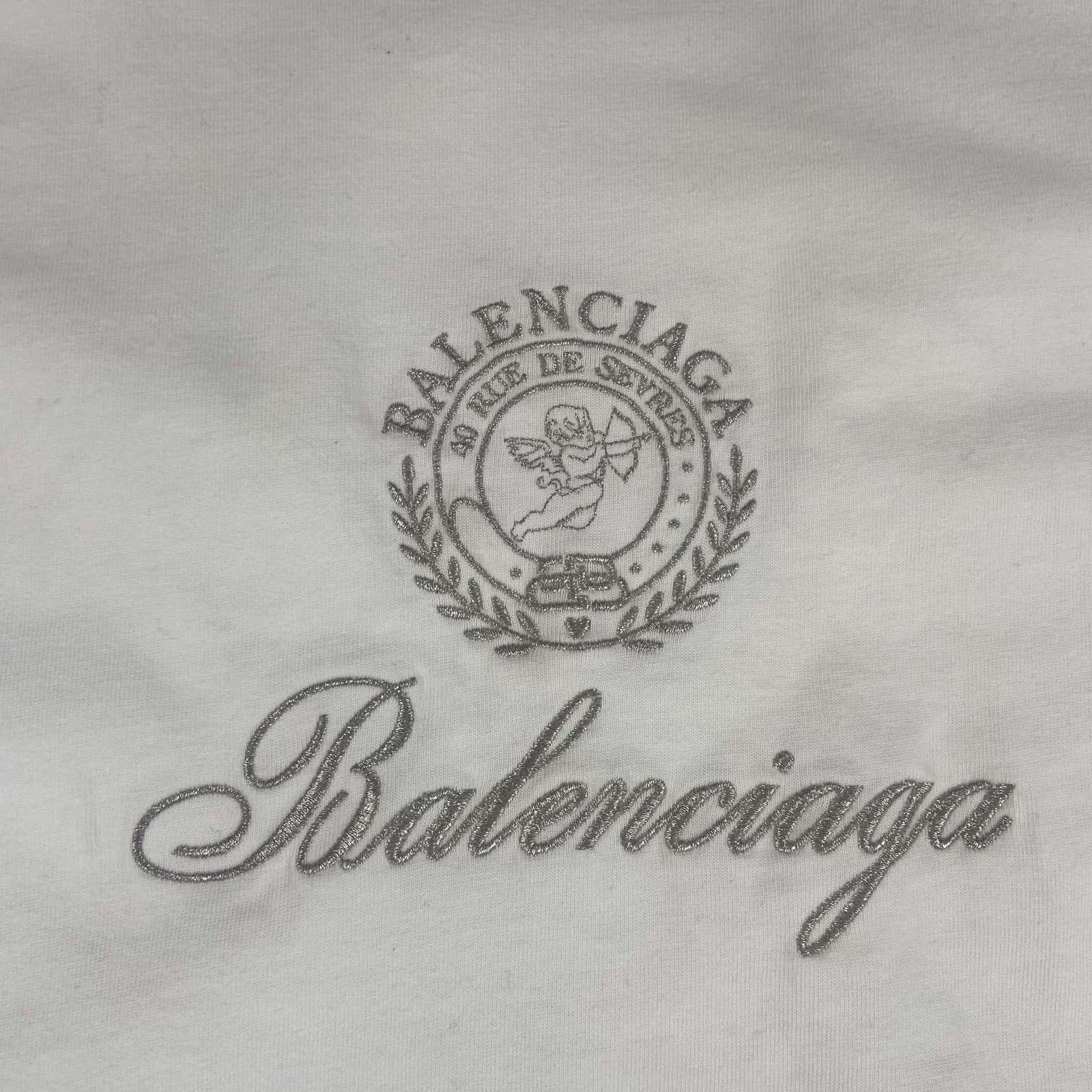 Balenciaga Balenciaga White Embroidered Logo T-shirt - dmc Size US L / EU 52-54 / 3 - 3 Thumbnail