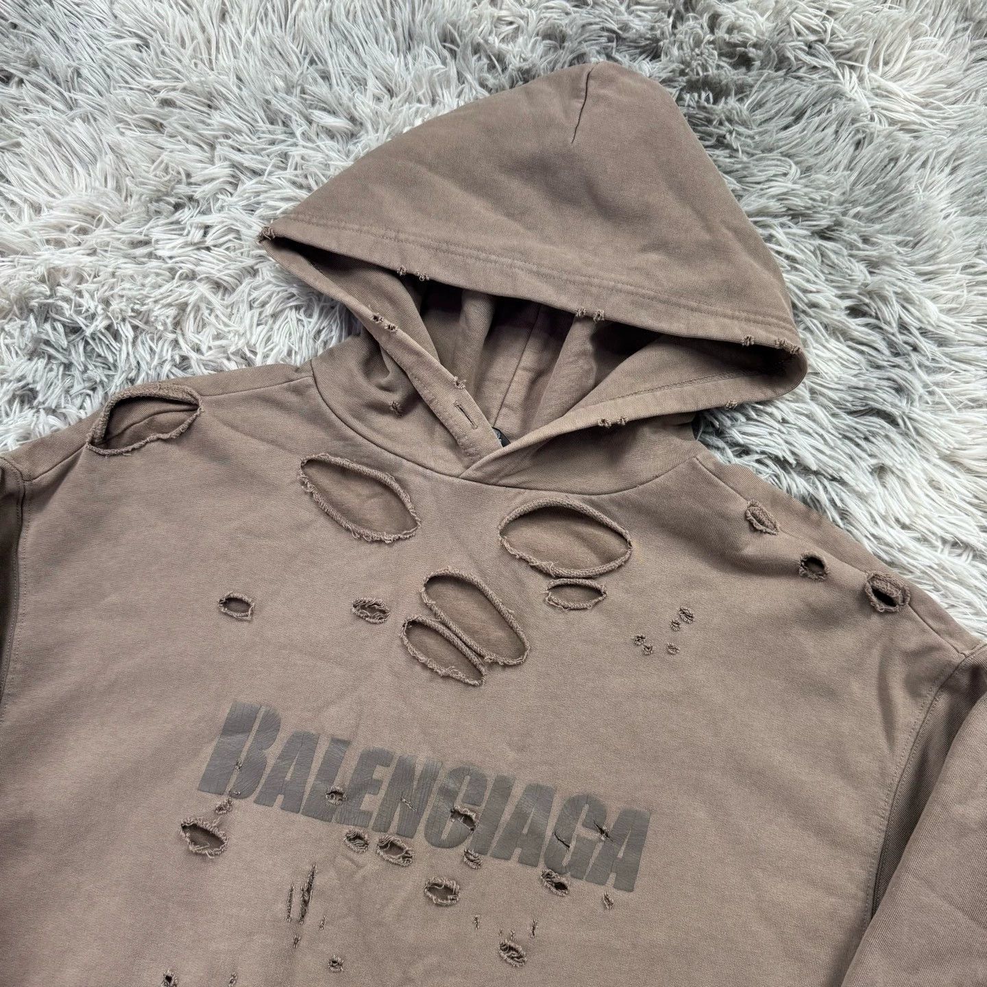 Balenciaga Balenciaga Distressed Double-Layer Hoodie - dmc Size US XXS / EU 40 - 3 Thumbnail