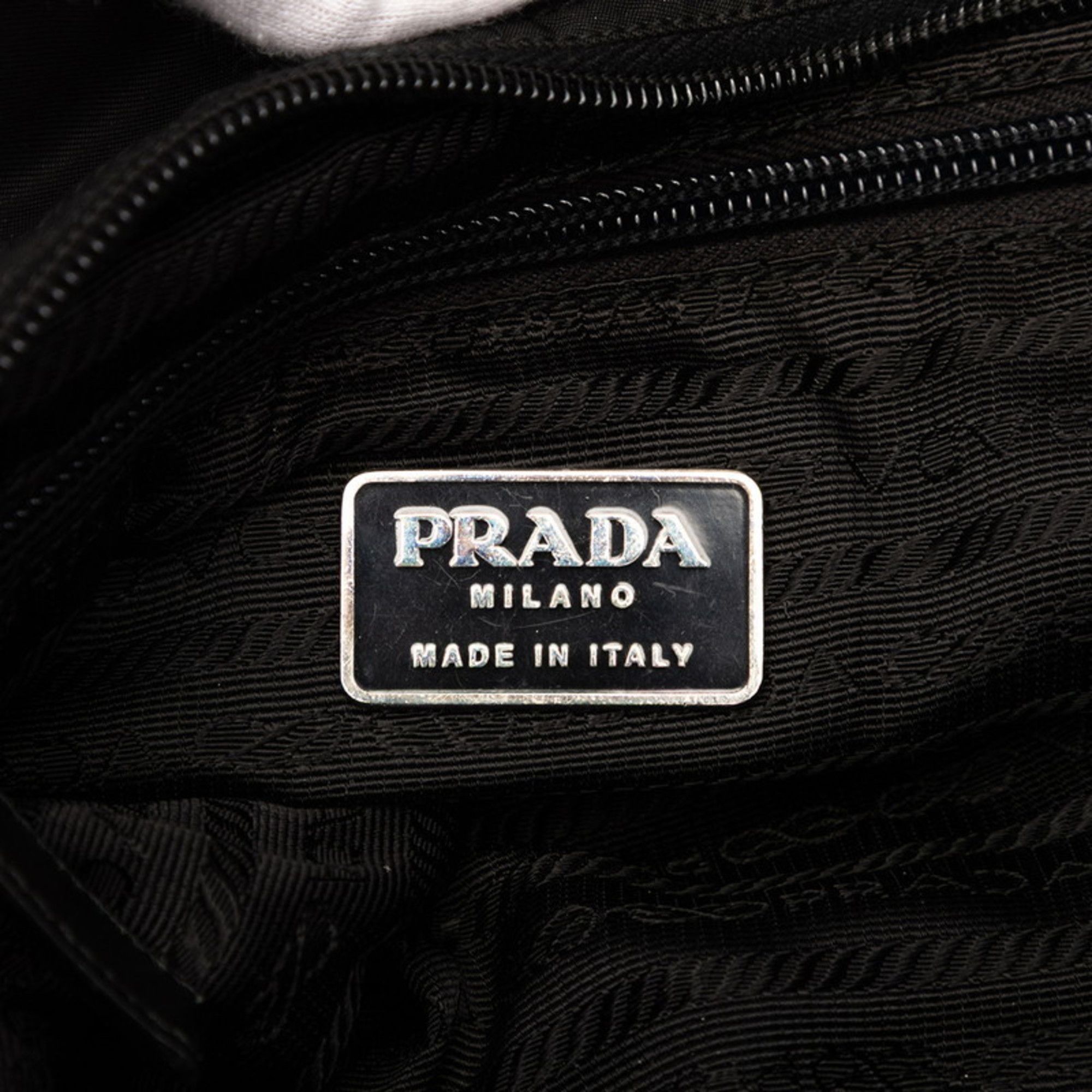 Prada Prada Triangle Logo Tote Bag, Black Nylon, Women's Size ONE SIZE - 7 Thumbnail