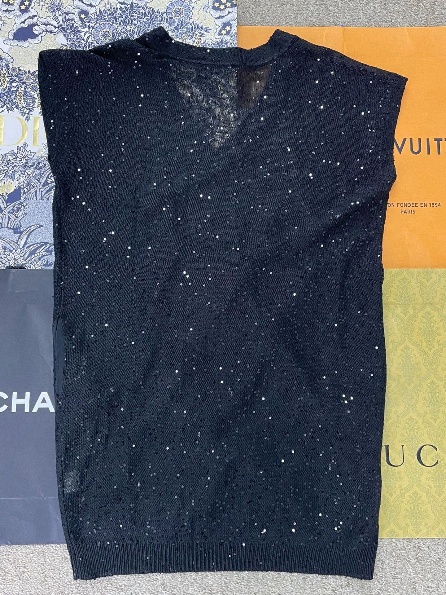 Brunello Cucinelli Brunello Cucinelli Black Sequin Knit Dress - dmc Size US M / EU 48-50 / 2 - 3 Thumbnail