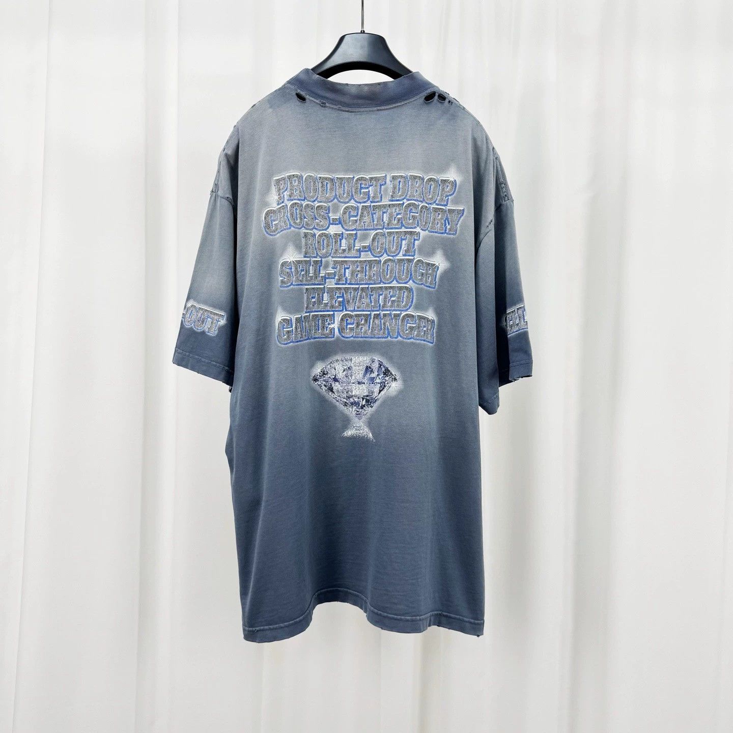 Balenciaga Balenciaga Diamond Water Destroyed Tee - dmc Size US M / EU 48-50 / 2 - 2 Thumbnail