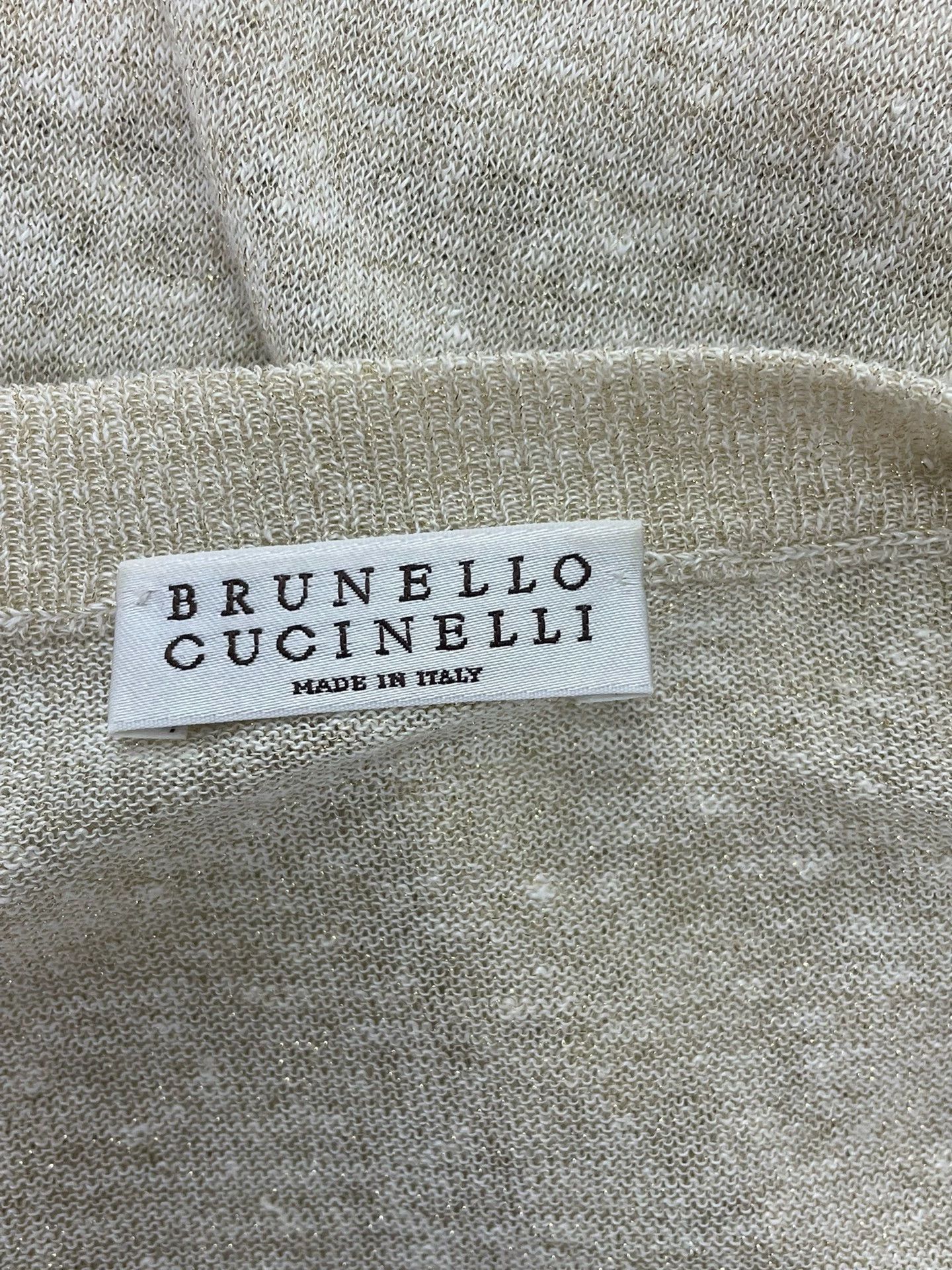 Brunello Cucinelli Brunello Cucinelli Beige V-Neck Knit Top - dmc Size US S / EU 44-46 / 1 - 4 Thumbnail