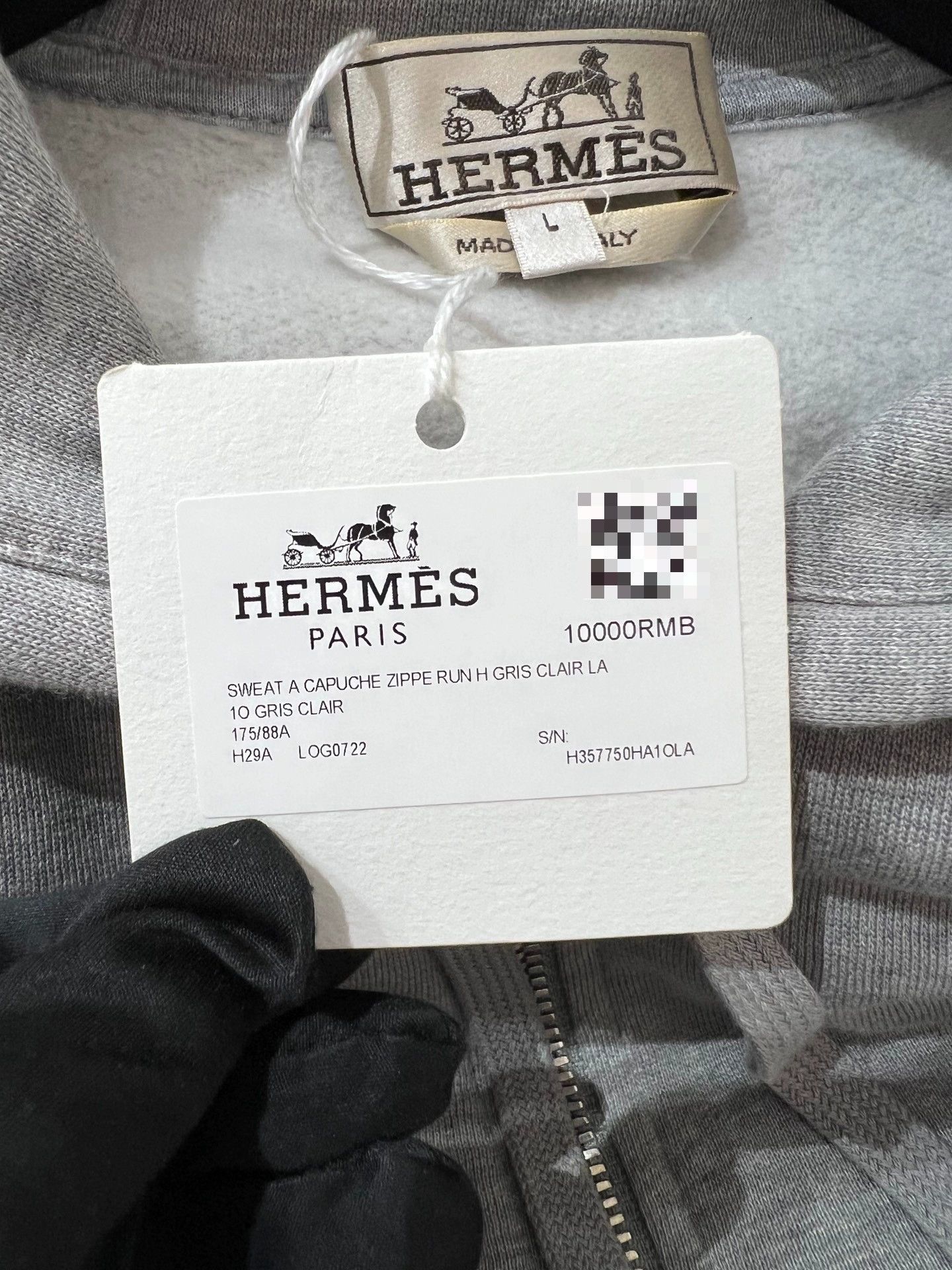 Hermes Hermes Men's Gray Hooded Cardigan - dmc Size US L / EU 52-54 / 3 - 6 Thumbnail